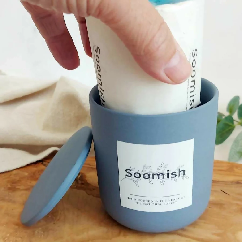 Refillable Candle Pot & Candle Refill - Peacock Blue
