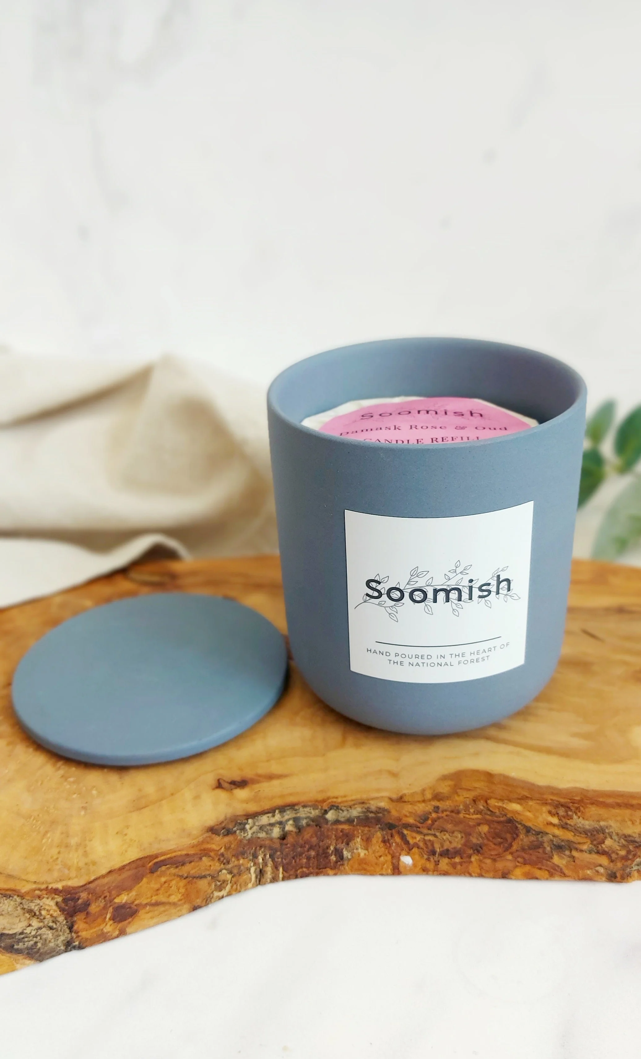 Refillable Candle Pot & Candle Refill - Peacock Blue - Image 2