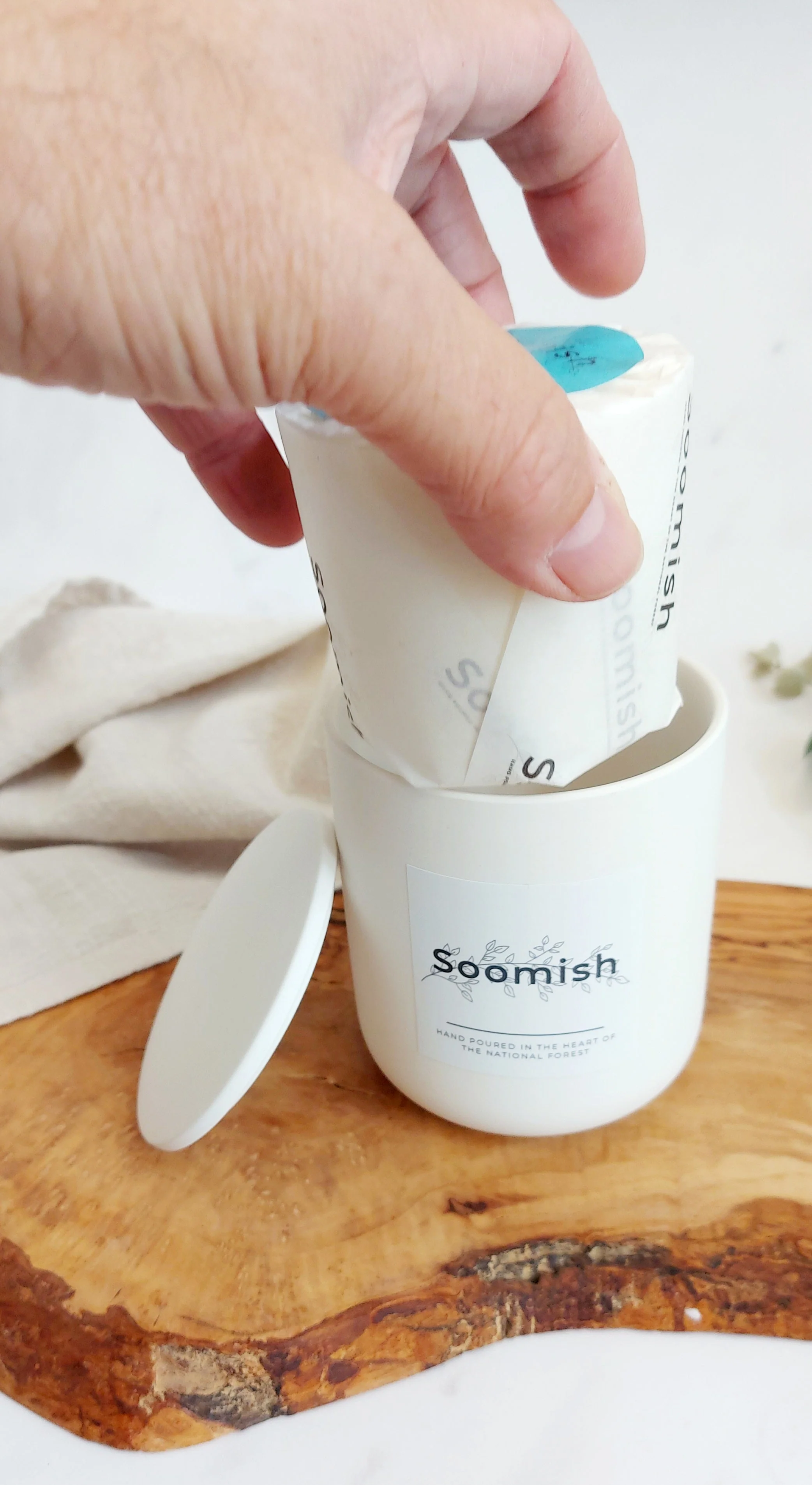 Refillable Candle Pot & Refill - Chalk White - Image 4