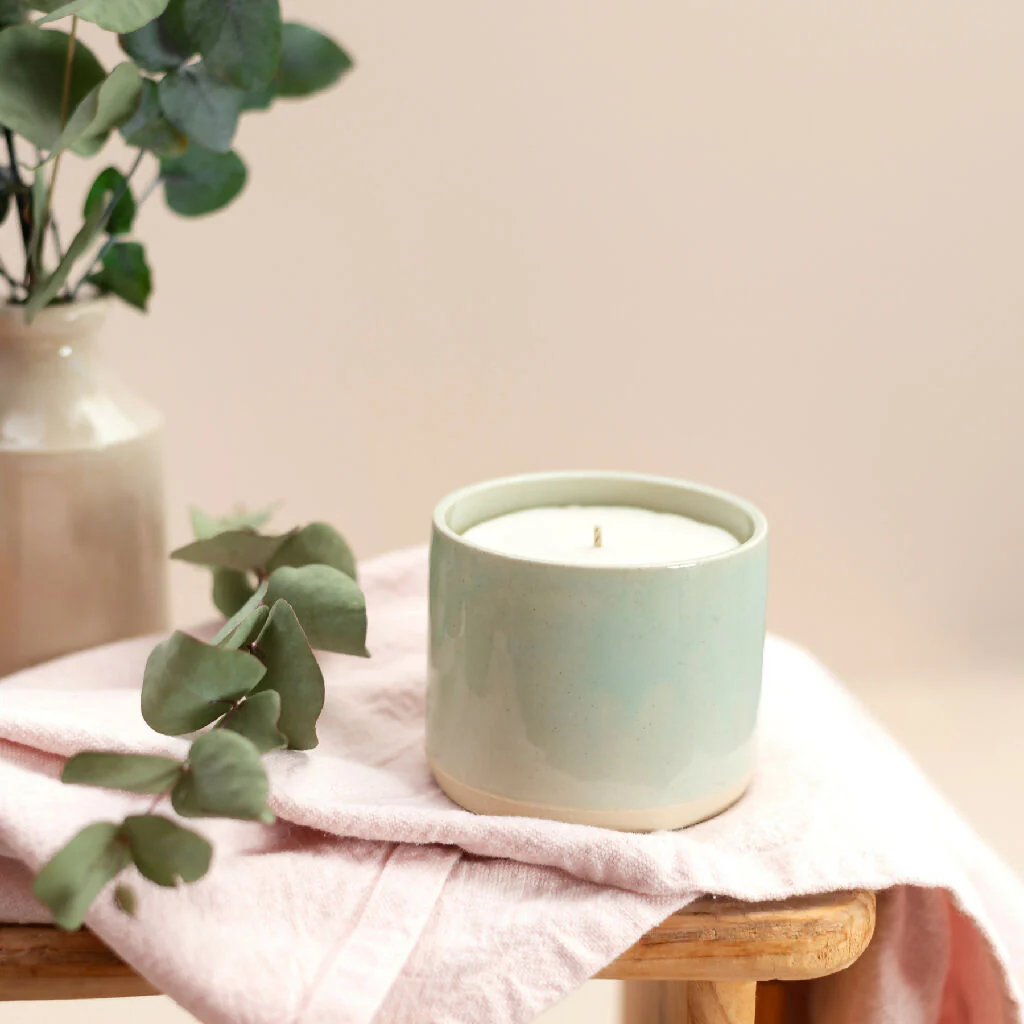 Refillable Ceramic Candle in Sage Green - Image 2
