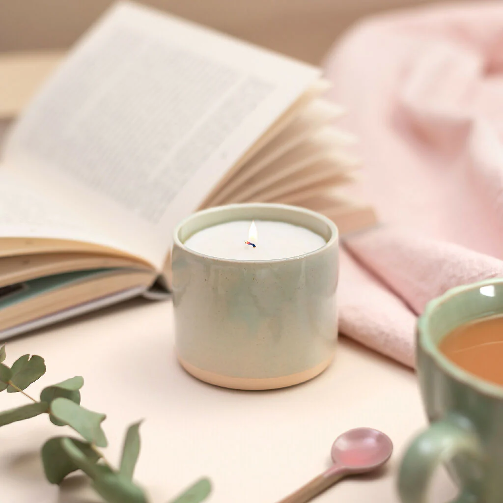 Refillable Ceramic Candle in Sage Green - Image 3