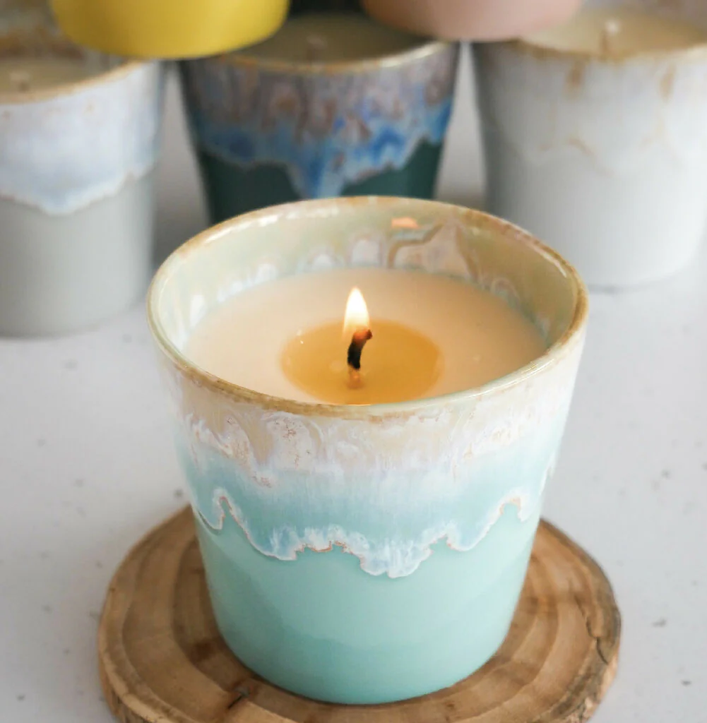 Refillable Coffee Cup Candle in Aqua - Image 2