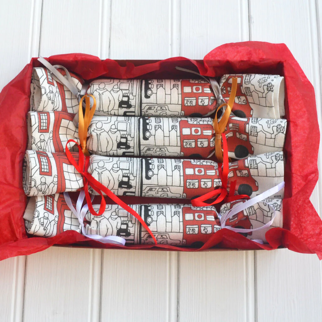Reusable Linen Napkin Crackers in London Designs - Image 2