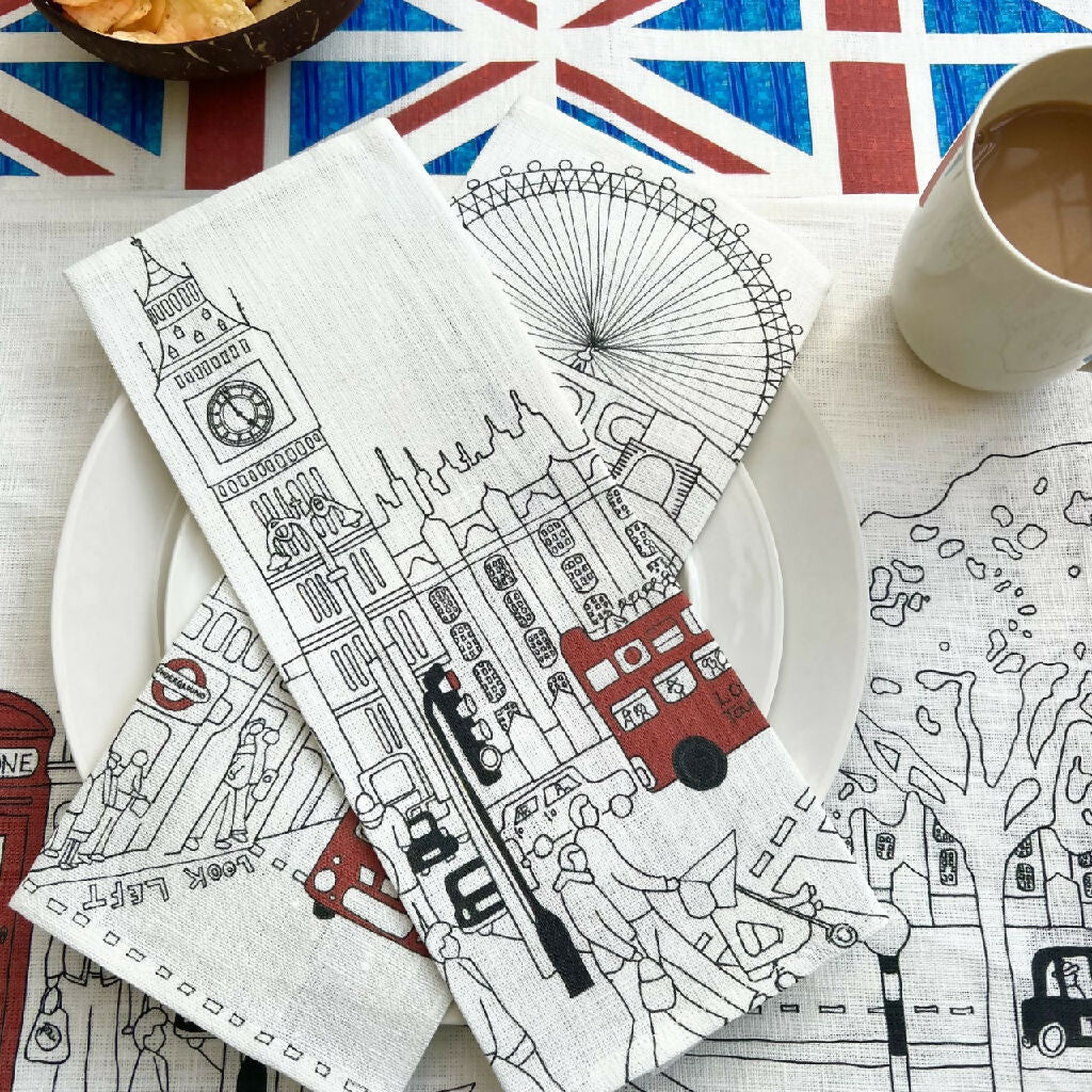 Reusable Linen Napkin Crackers in London Designs - Image 4