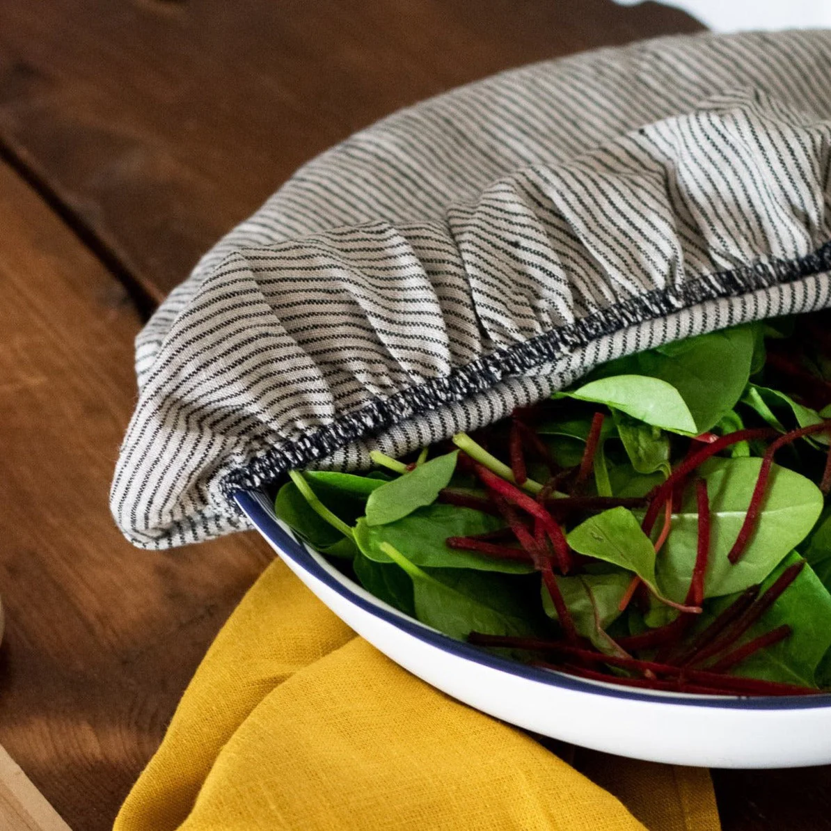 Reusable Striped Large Linen Bowl Cover - Image 4