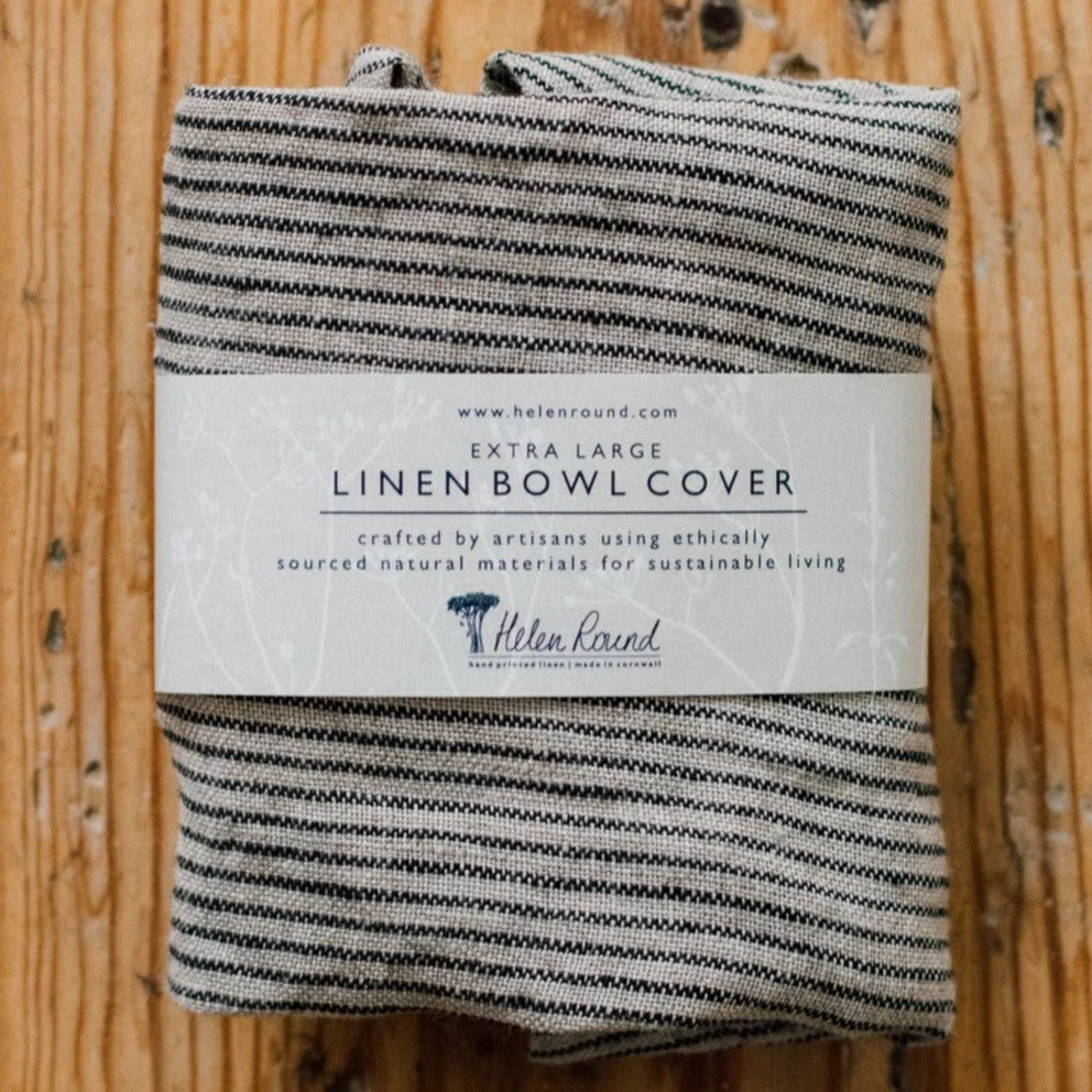 Reusable Striped Large Linen Bowl Cover - Image 5