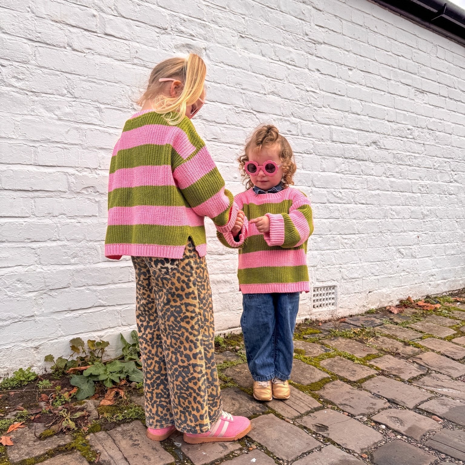 Rhiannon Kids Chunky Stripe Recycled Cotton Blend Jumper - Pink - Image 10