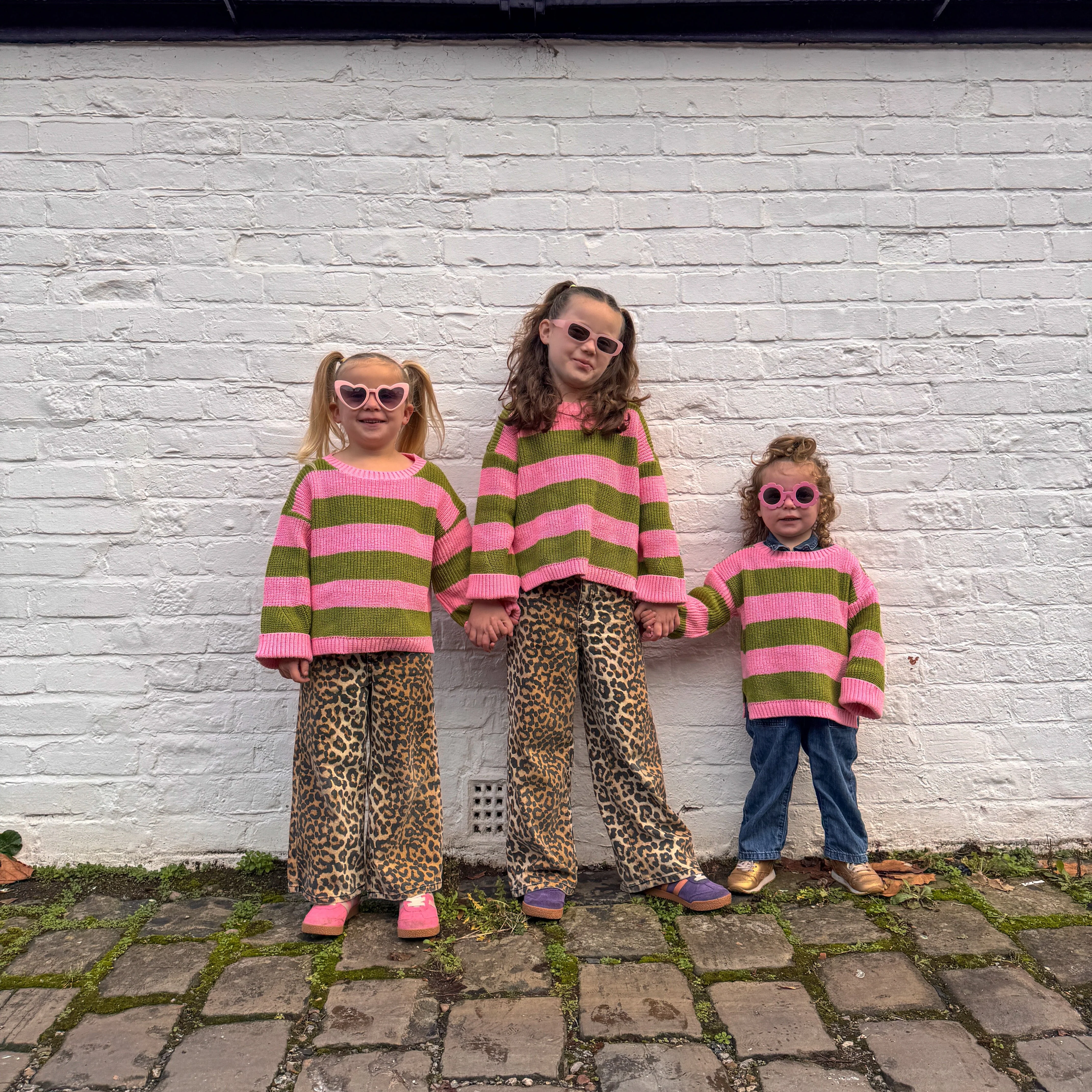 Rhiannon Kids Chunky Stripe Recycled Cotton Blend Jumper - Pink - Image 3