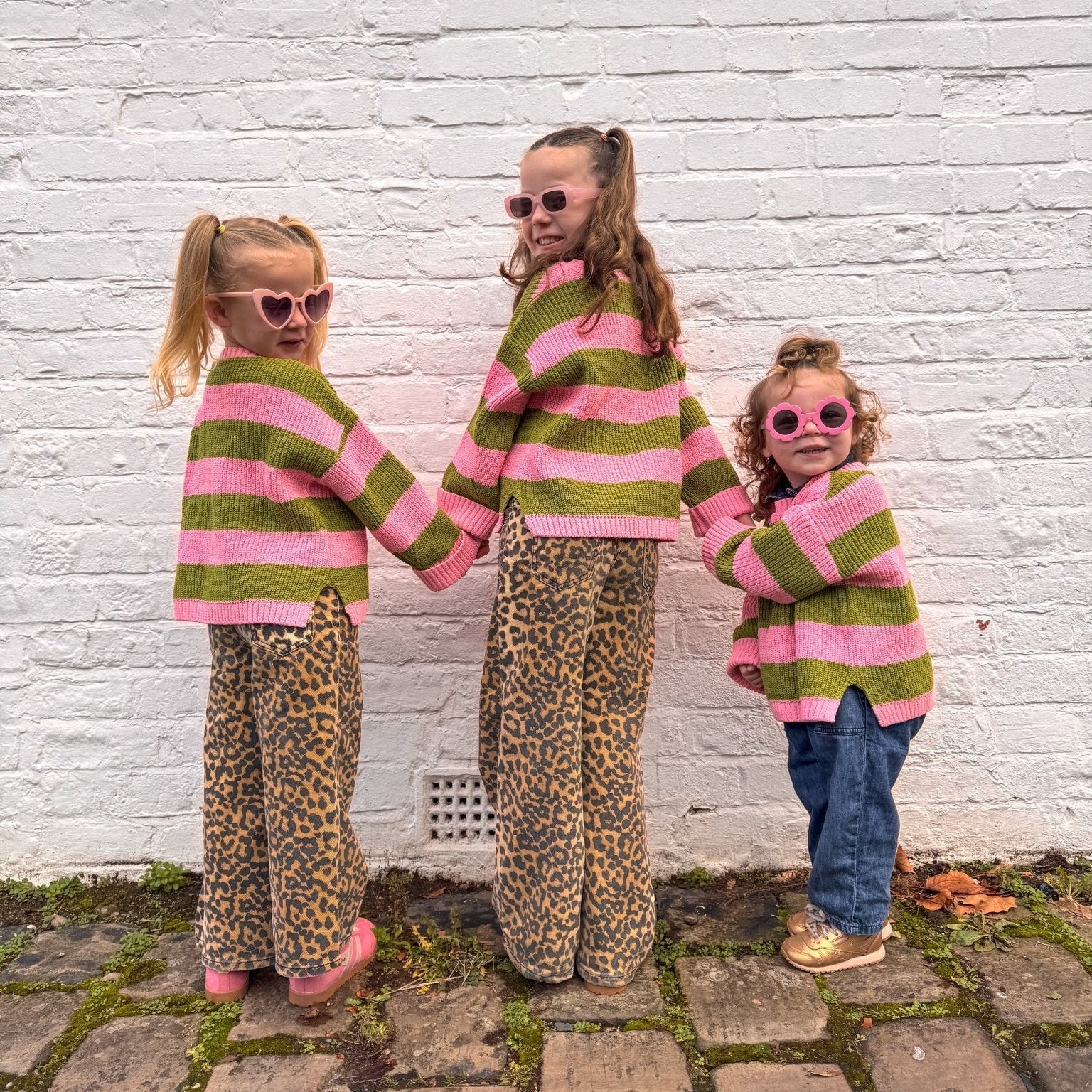 Rhiannon Kids Chunky Stripe Recycled Cotton Blend Jumper - Pink - Image 4