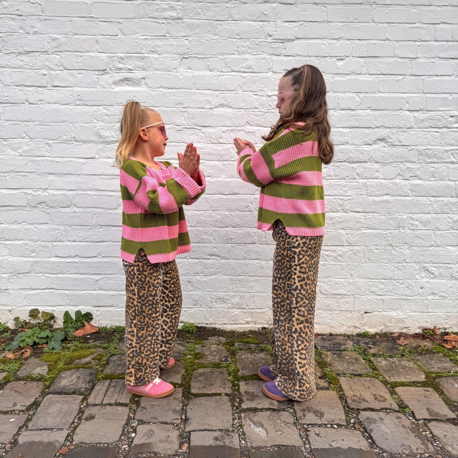 Rhiannon Kids Chunky Stripe Recycled Cotton Blend Jumper - Pink - Image 7