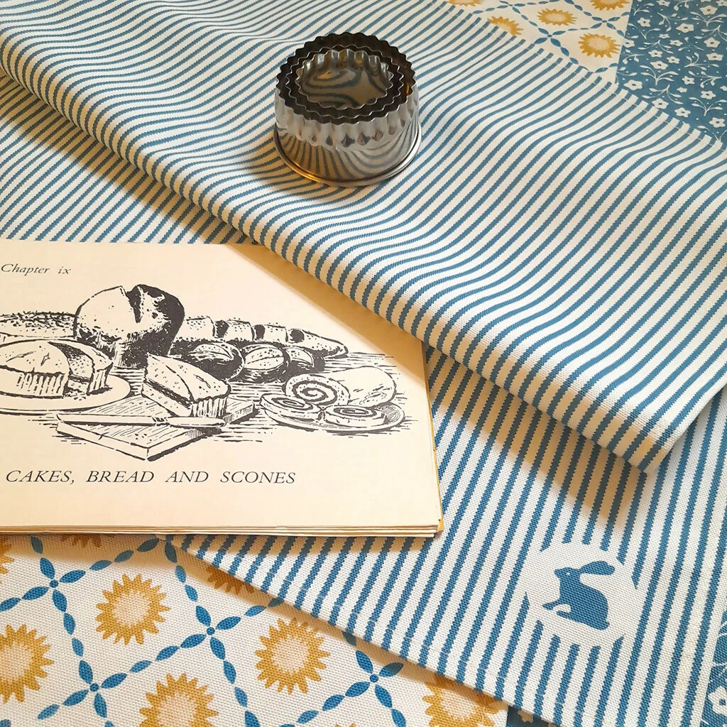 Ribbon Stripe Organic Cotton Tea Towel in Blue - Image 2
