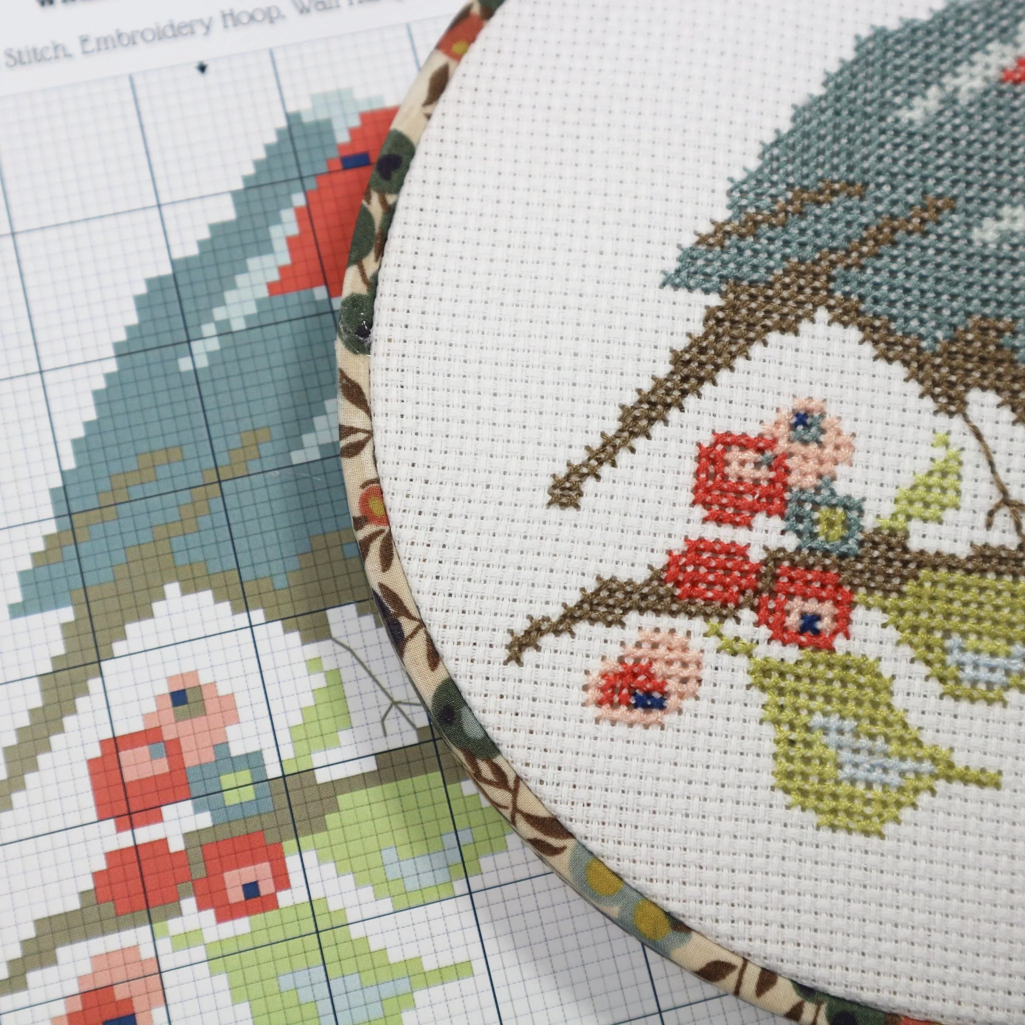 Robin and Berry, Cross Stitch Embroidery Hoop Wall Hanging Kit - Image 7