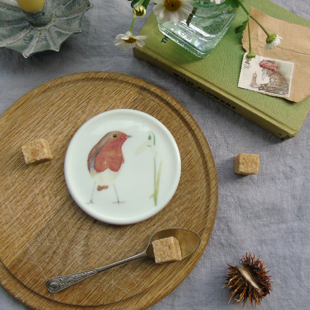 Robin and Snowdrop Fine Bone China Coaster - Image 2