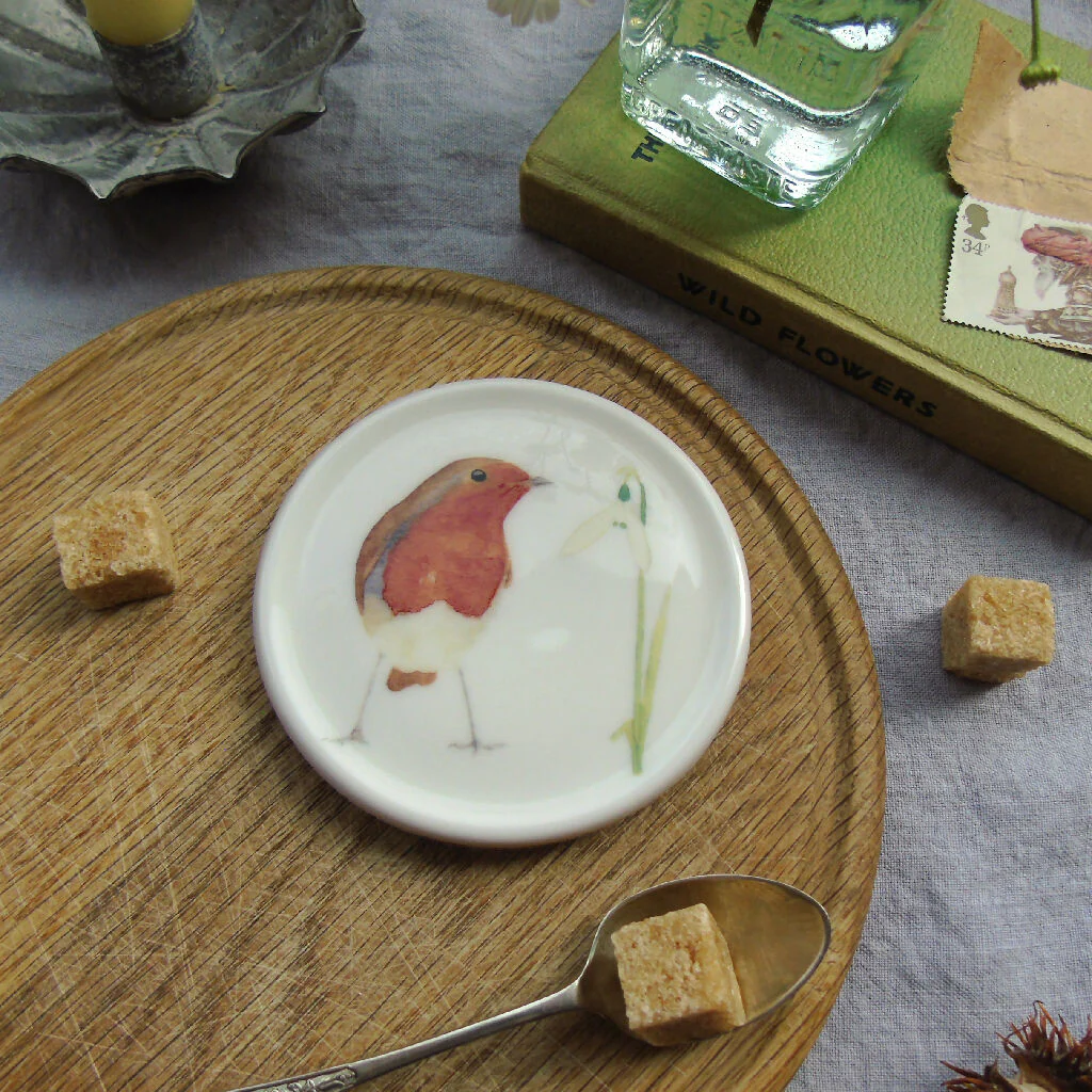 Robin and Snowdrop Fine Bone China Coaster - Image 3
