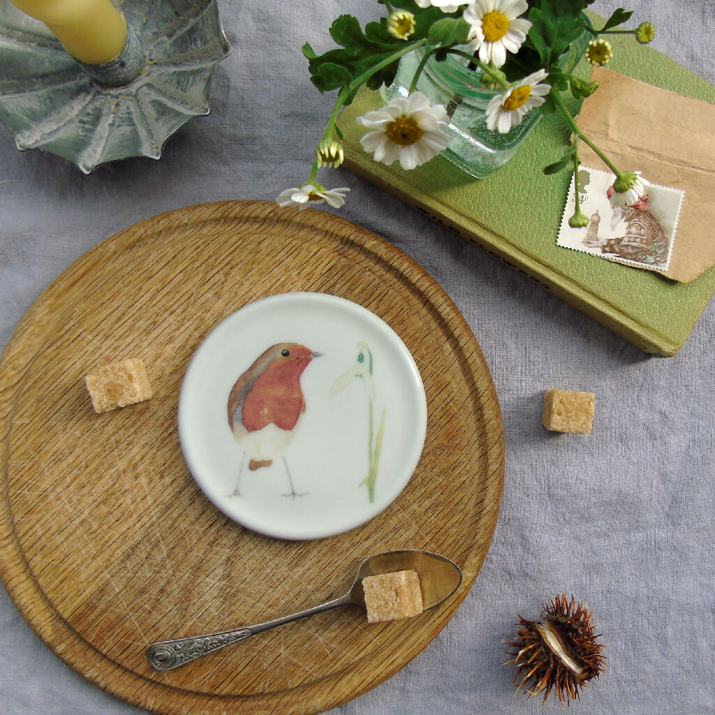 Robin and Snowdrop Fine Bone China Coaster - Image 4