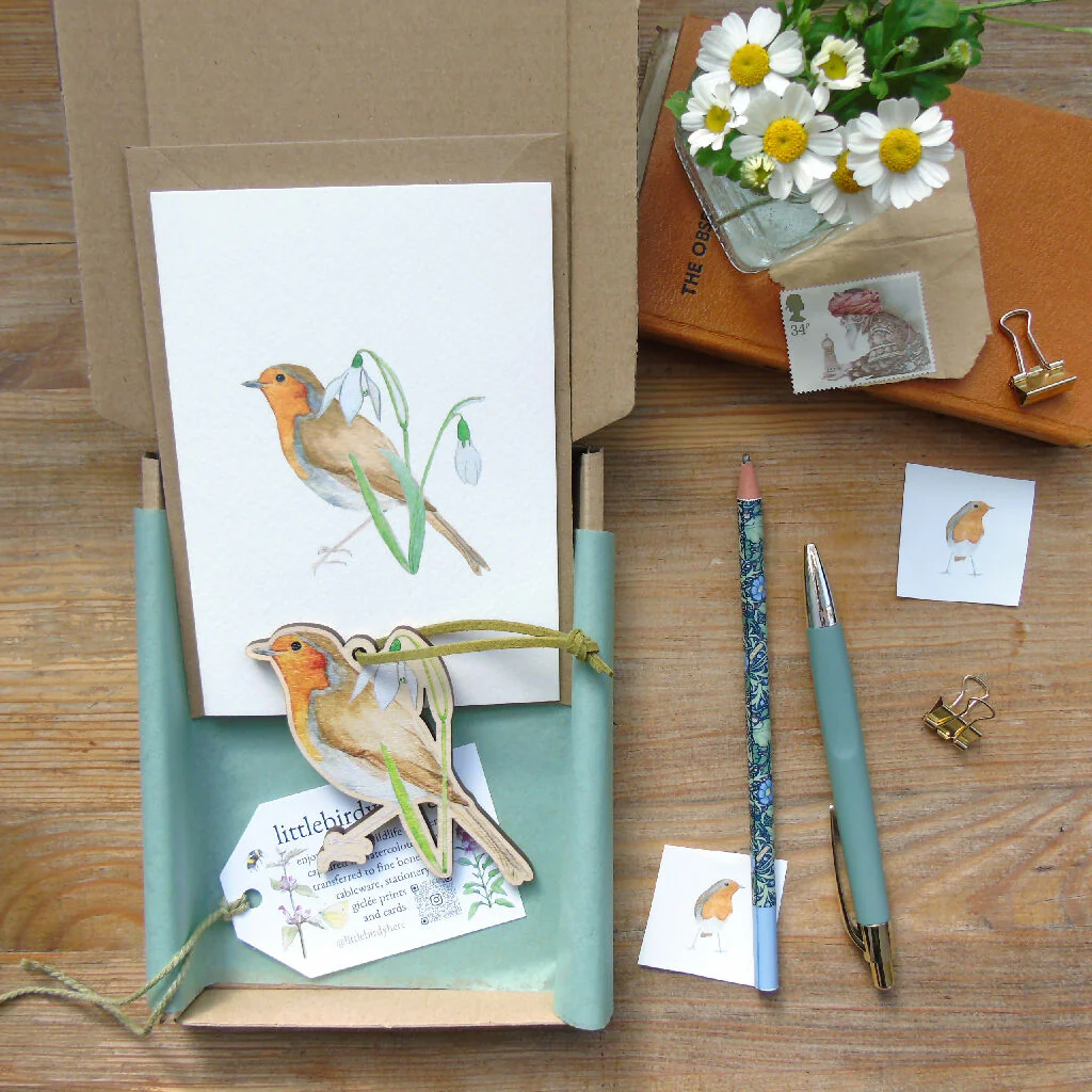 Robin Christmas Decoration and Card Letterbox Gift - Image 2