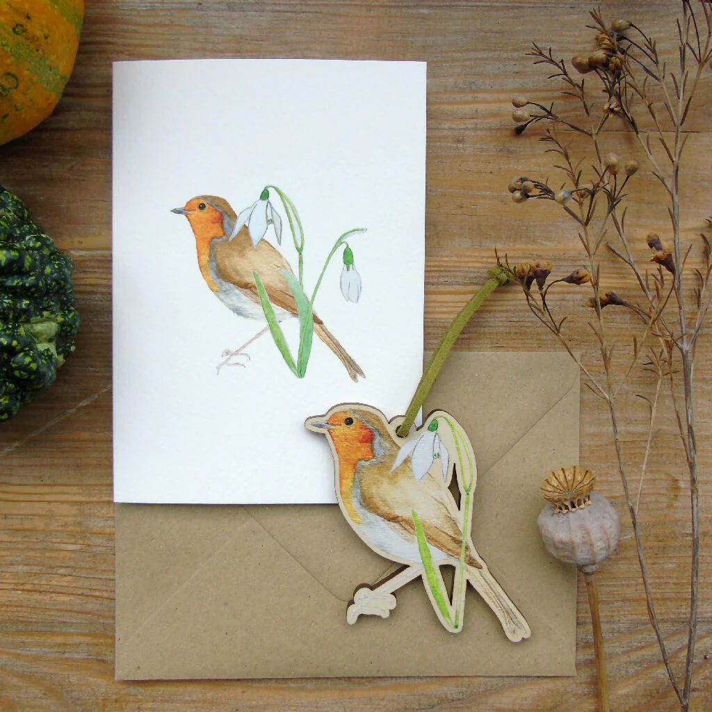 Robin Christmas Decoration and Card Letterbox Gift - Image 3