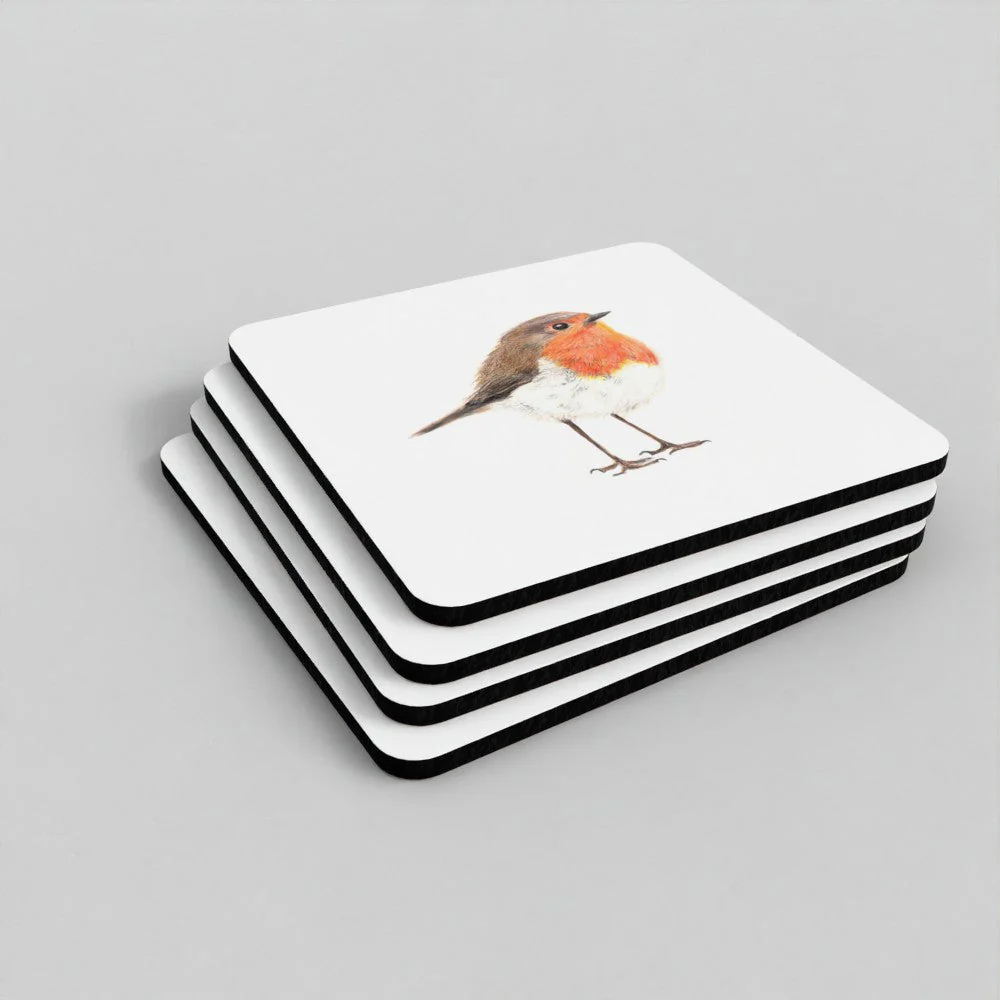 Robin Coaster Set - British Wildlife Art - Image 2