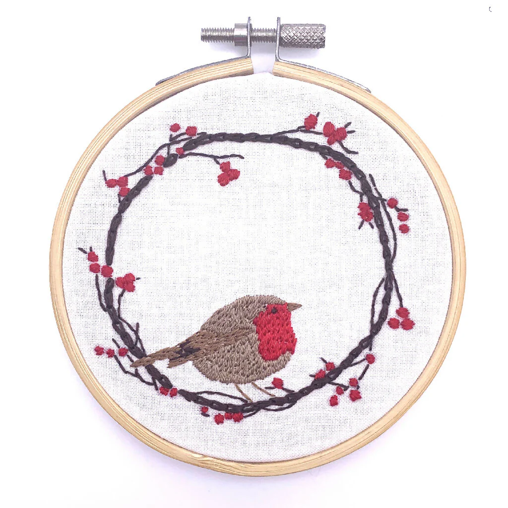 Robin Embroidery Kit - Christmas Embroidery Kit - Image 2