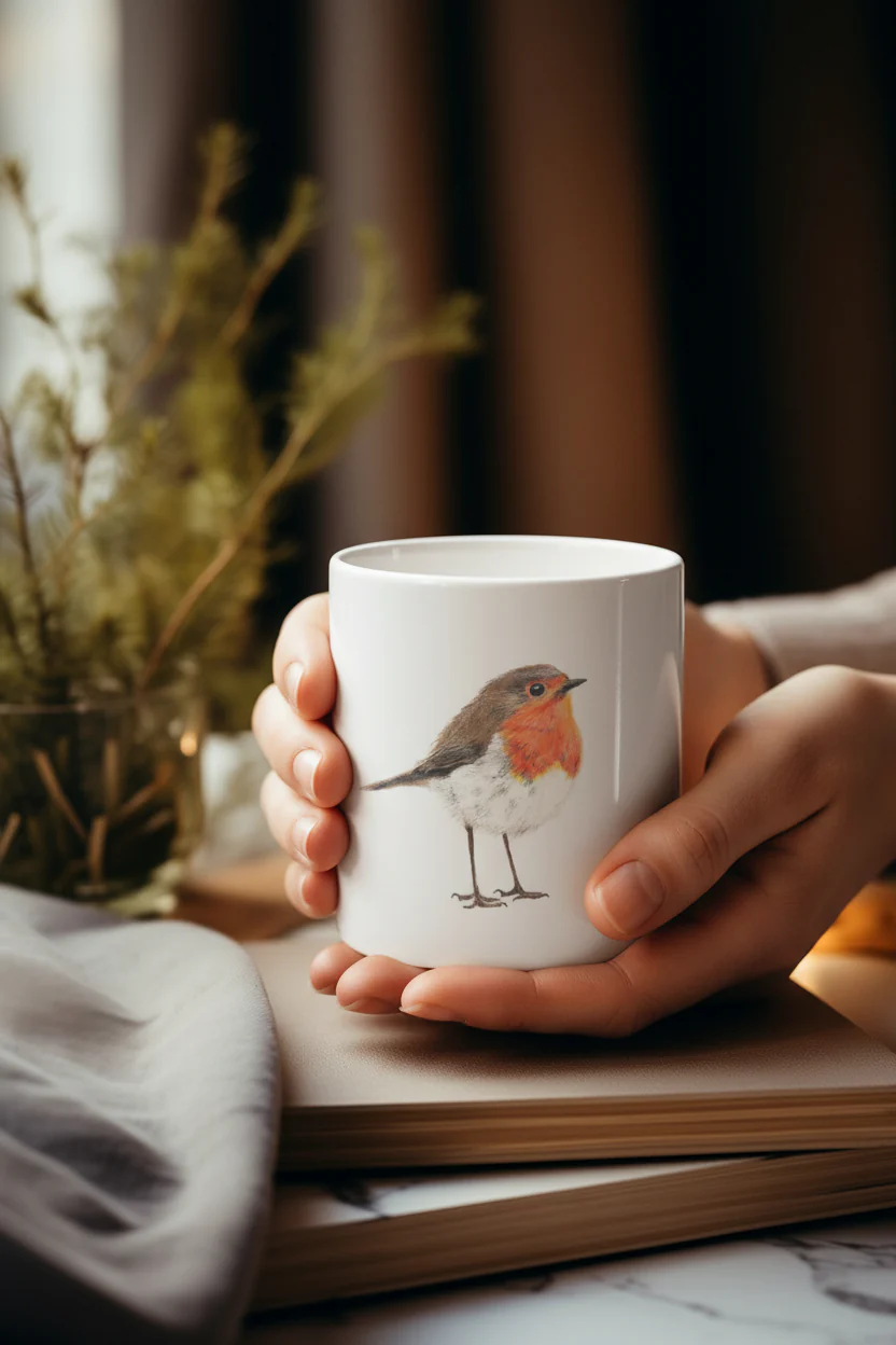 Robin Coffee Mug - Wildlife Artwork - Image 3