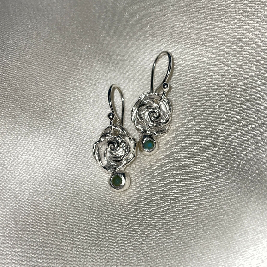 Rose Drop Sterling Silver Fine Earrings - Image 2