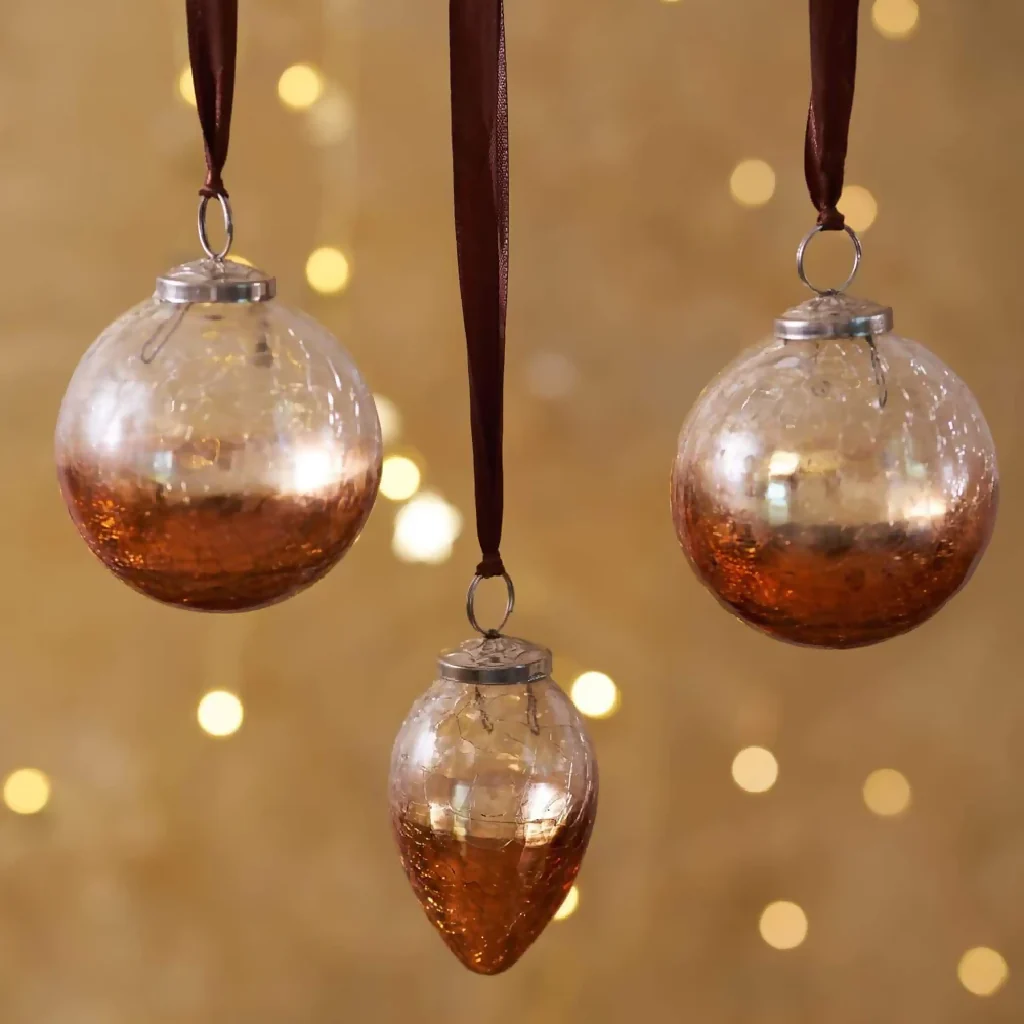 Rose Gold Glass Christmas Bauble - Image 2
