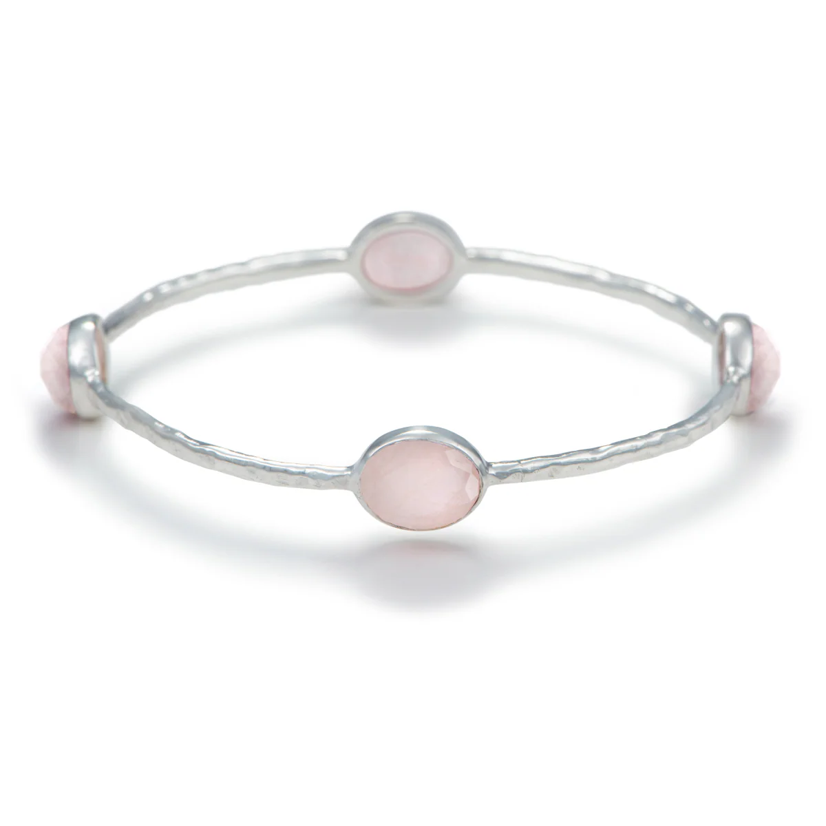 Rose Quartz Gemstone Bangle in Sterling Silver - Image 2