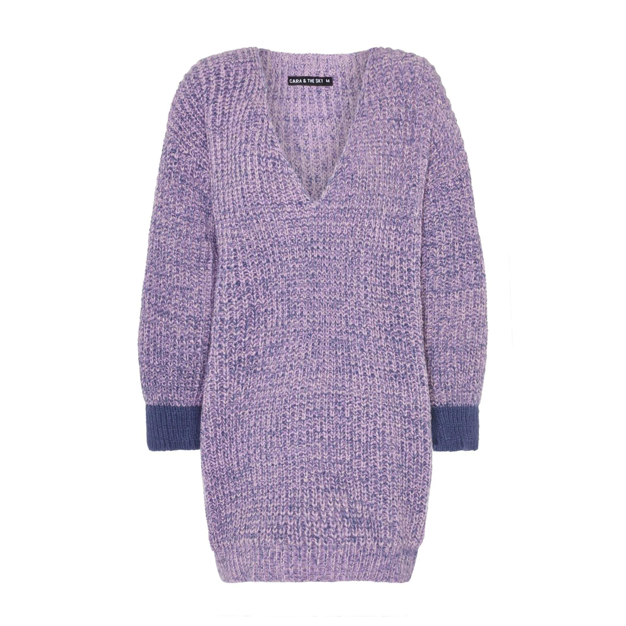 Rosie V Neck Twist Tunic Knit Jumper - Lilac - Image 2