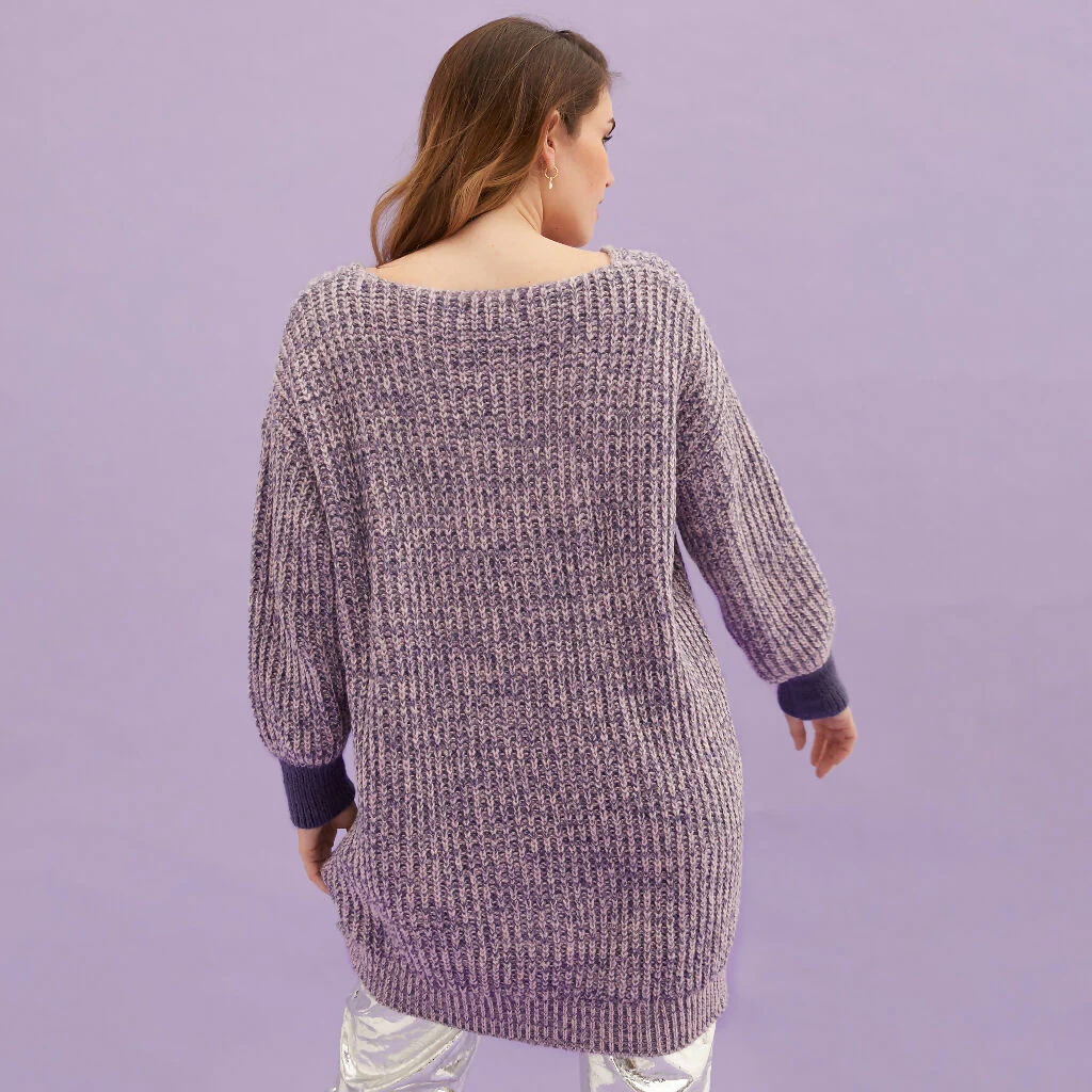Rosie V Neck Twist Tunic Knit Jumper - Lilac - Image 5