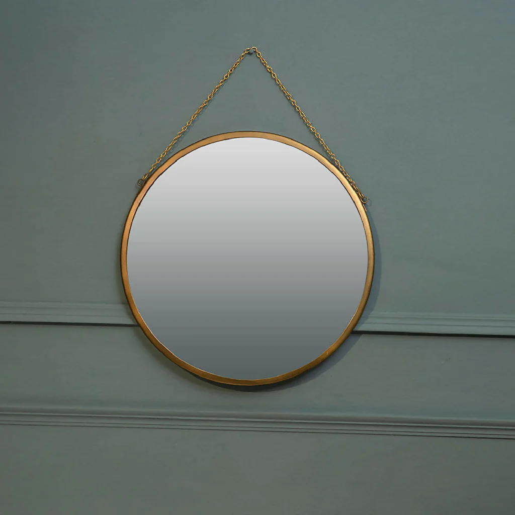 Round Gold Wall Mirrors With Chain - Image 3