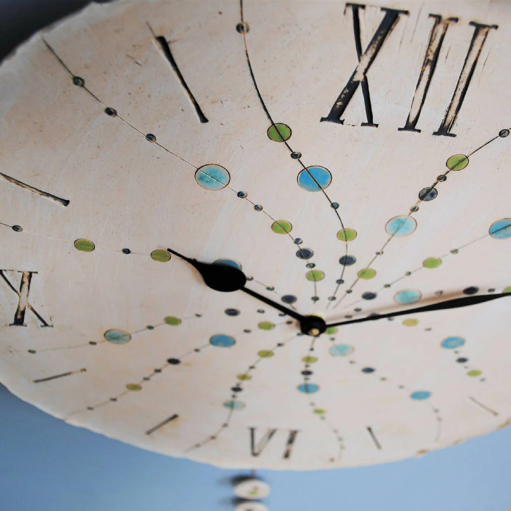 Large Round Wall Clock with Pendulum in Circle Design - Image 4