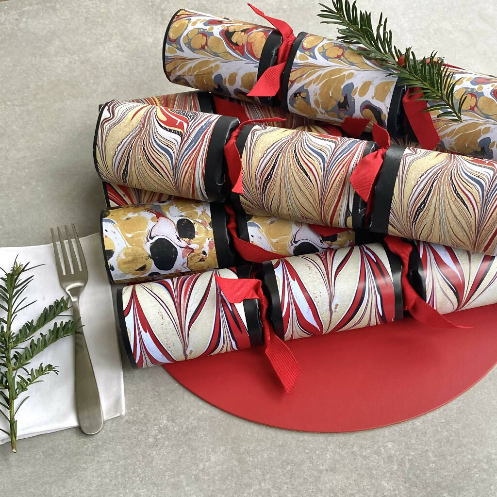 Rudolph Red Marbled Handmade Luxury Crackers