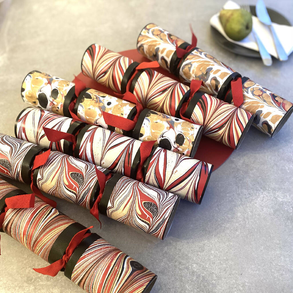 Rudolph Red Marbled Handmade Luxury Crackers - Image 2