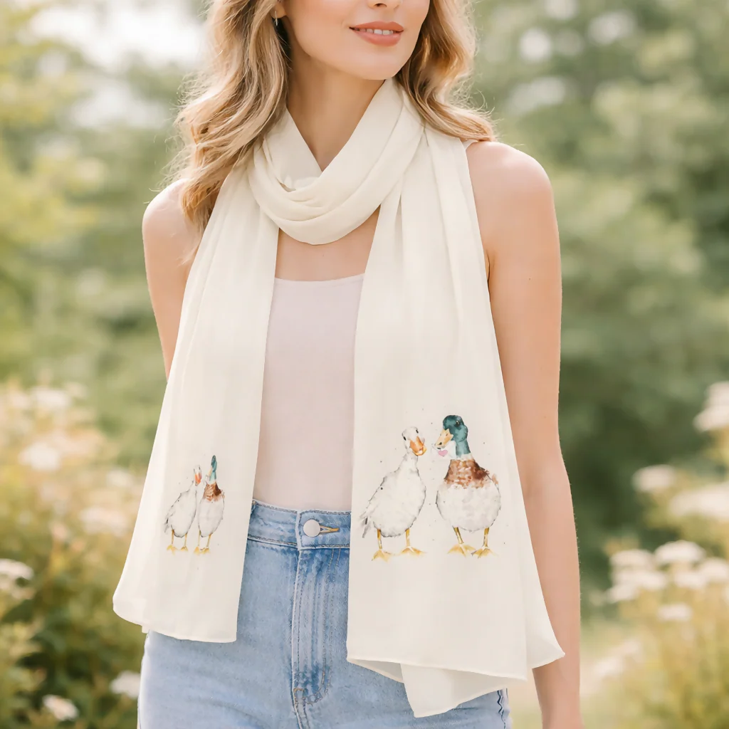 Runner Ducks Chiffon Women's Scarf, British Wildlife Bird Gift for Mum