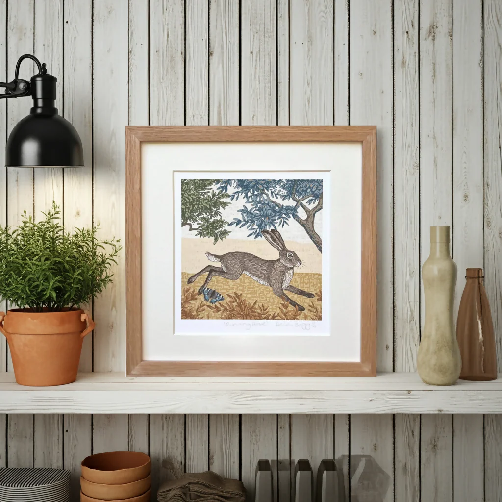 Running Hare -Signed and mounted Giclée Art Print