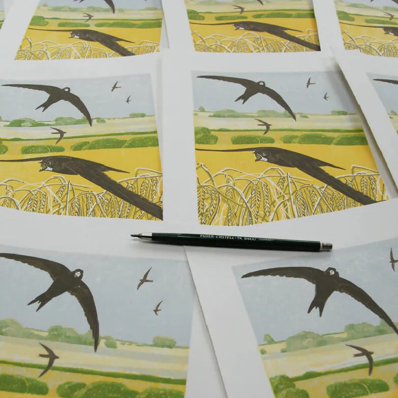 Rural Swifts - Limited Edition - Original Linocut Print - Image 3