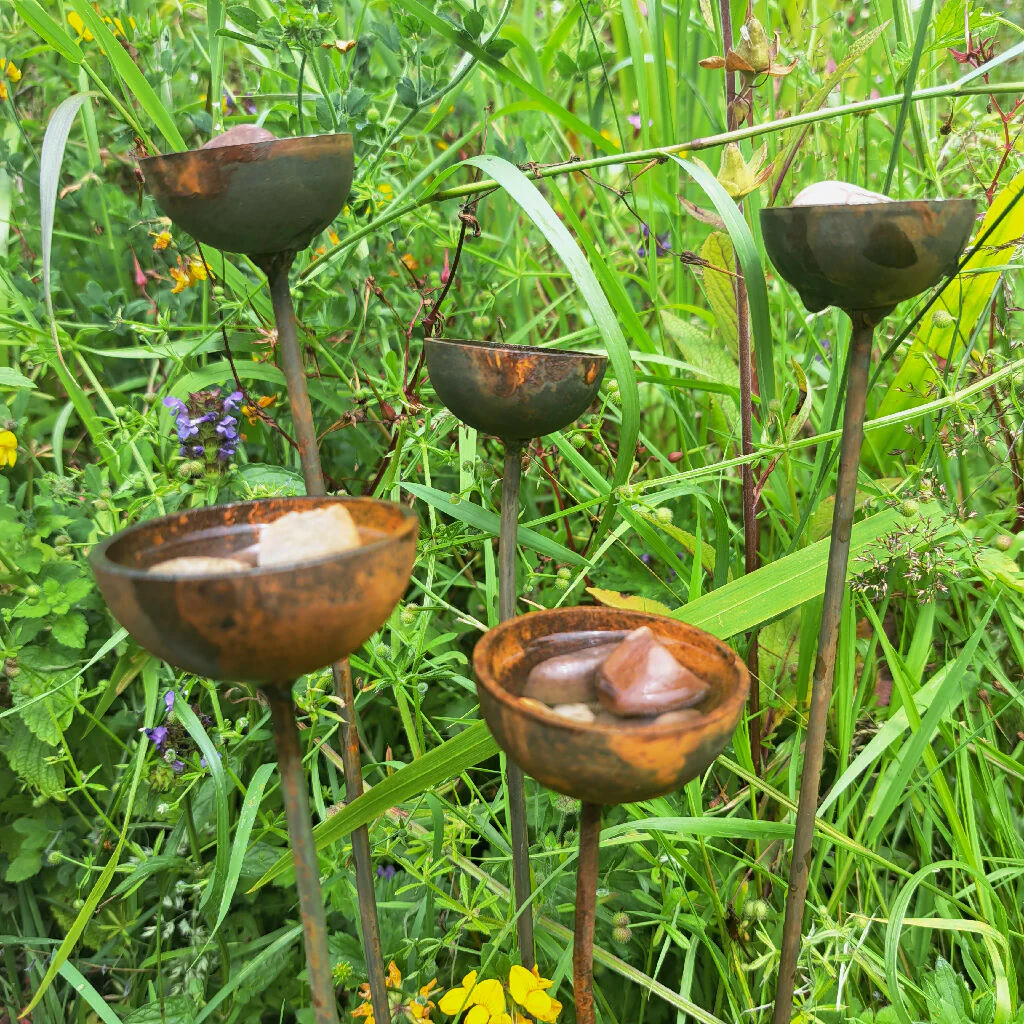 Rustic Bee & Butterfly Water Cups: Pollinator Garden Decor - Image 2