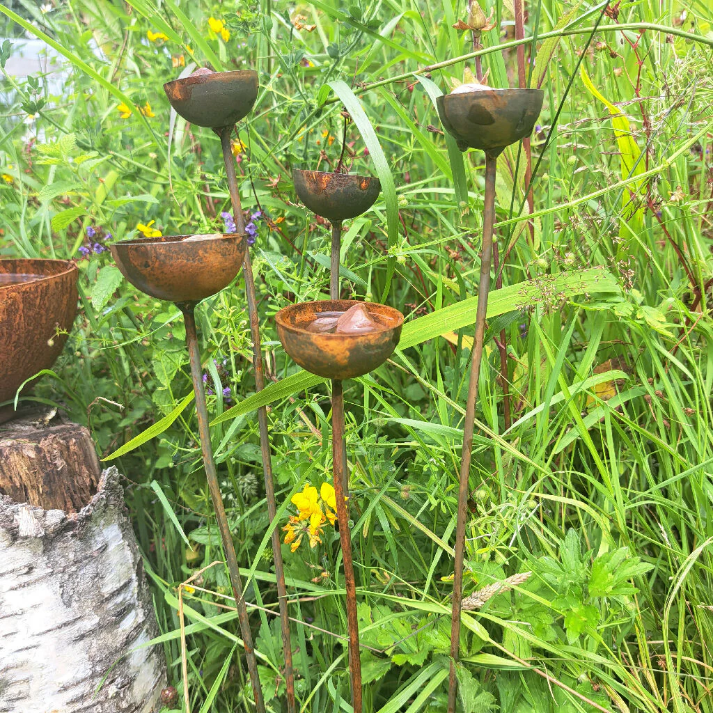 Rustic Bee & Butterfly Water Cups: Pollinator Garden Decor - Image 3