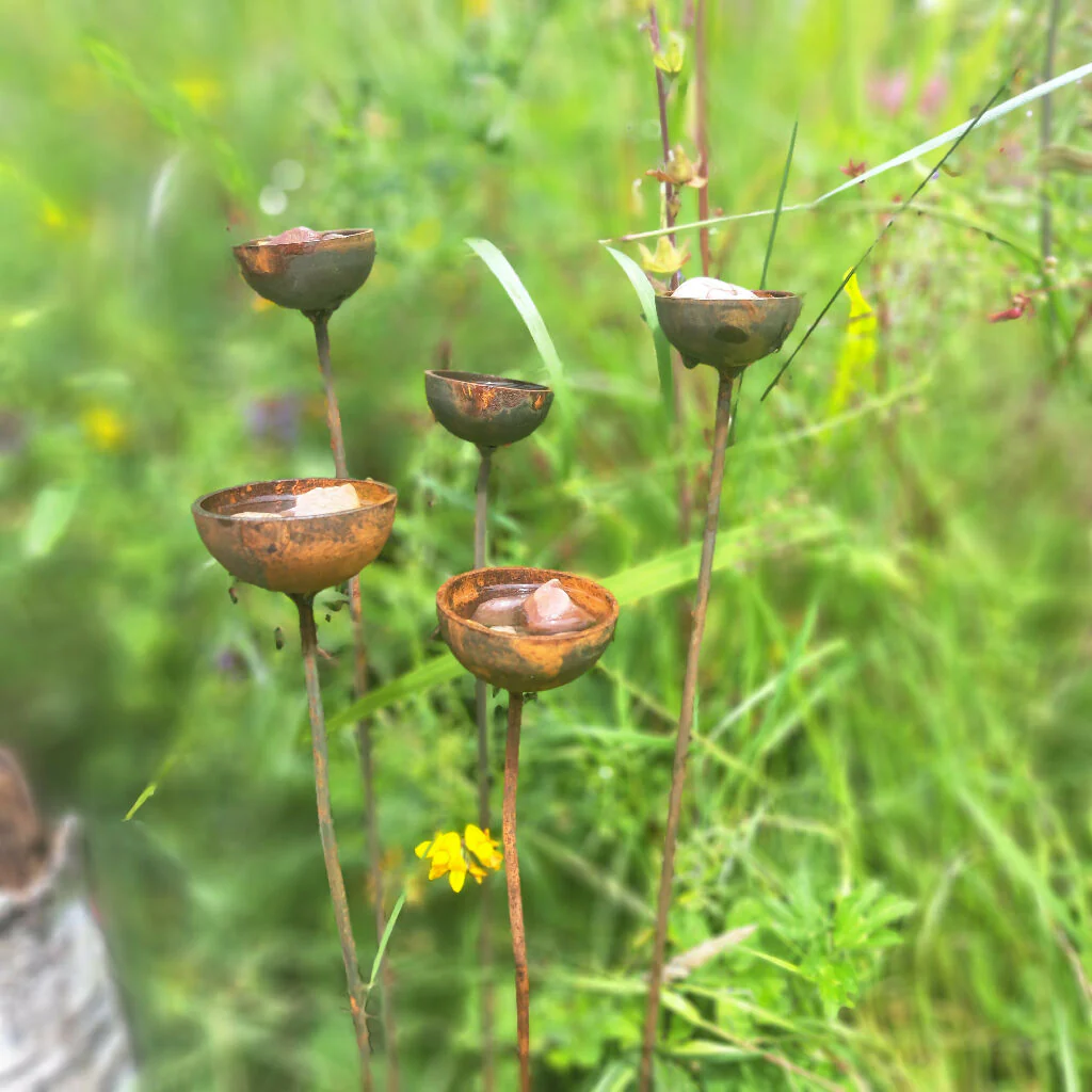 Rustic Bee & Butterfly Water Cups: Pollinator Garden Decor - Image 4