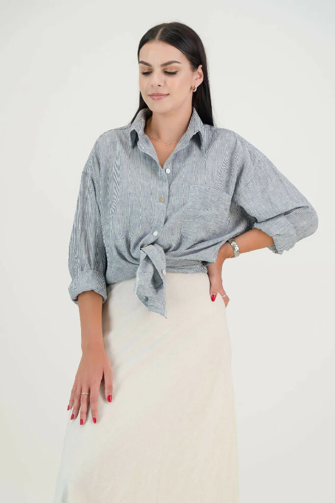 Sadie Linen Boyfriend Shirt - Image 6