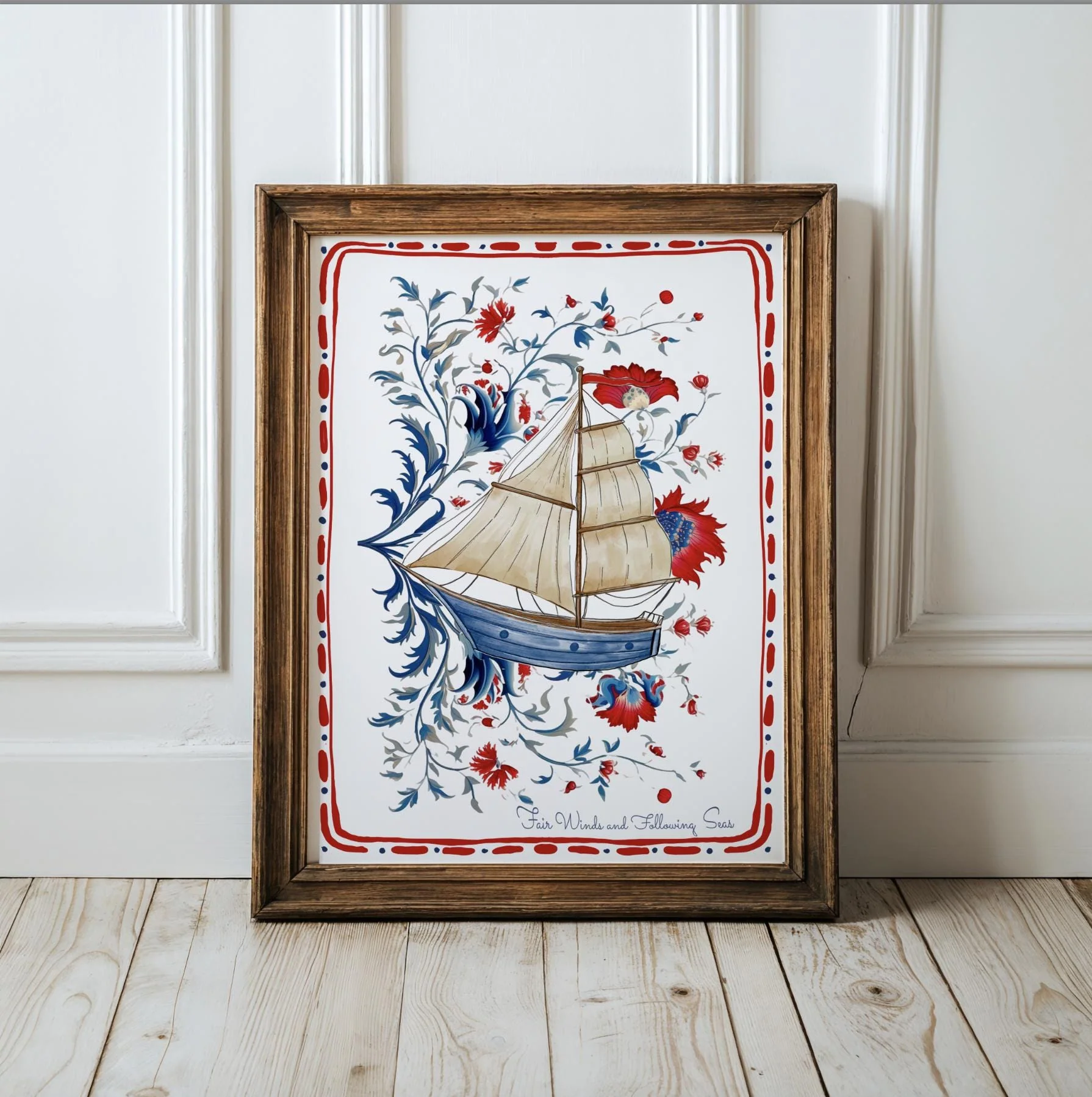 Sailboat Art Whimsical Coastal Print Nantucket Sailing - Image 4