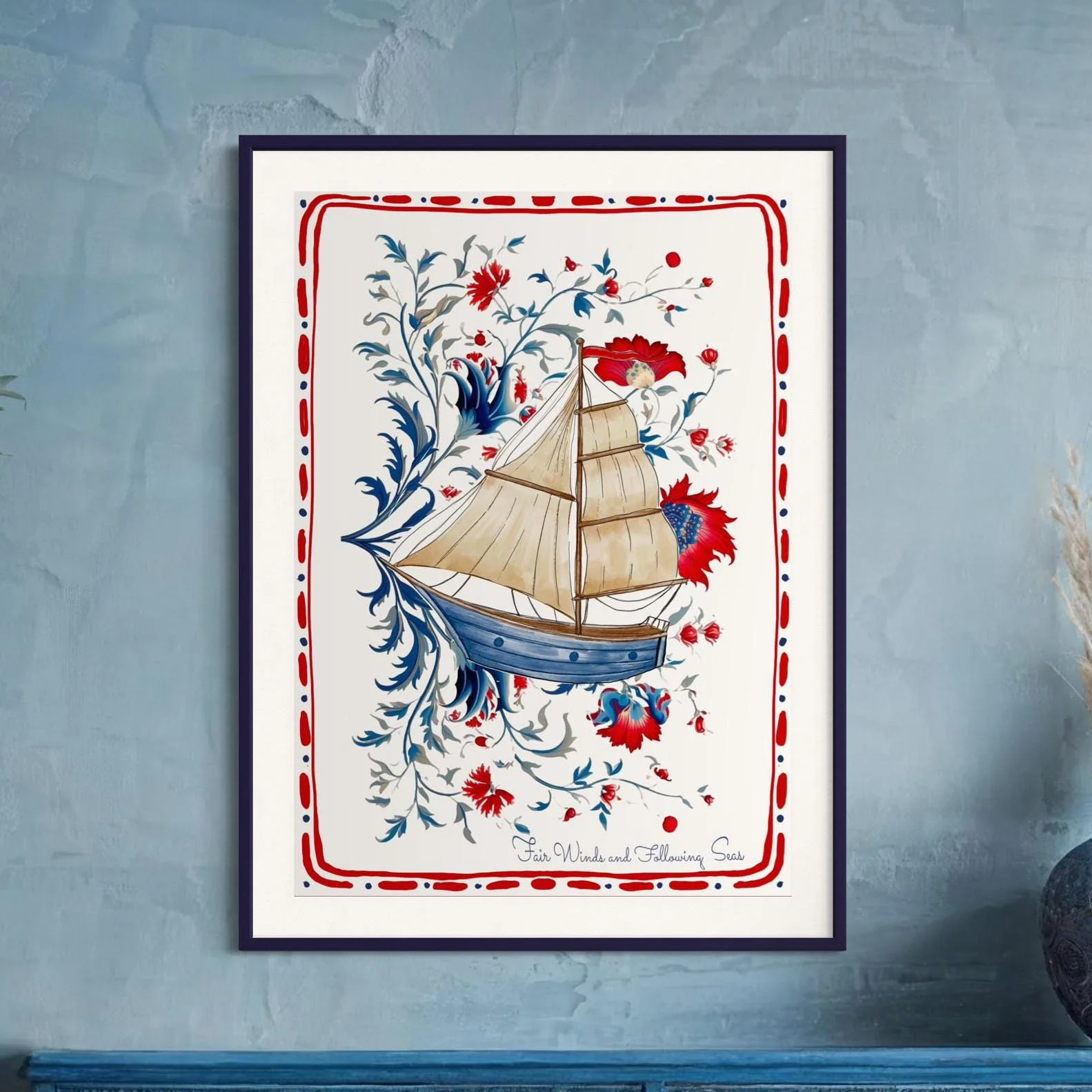 Sailboat Art Whimsical Coastal Print Nantucket Sailing - Image 5