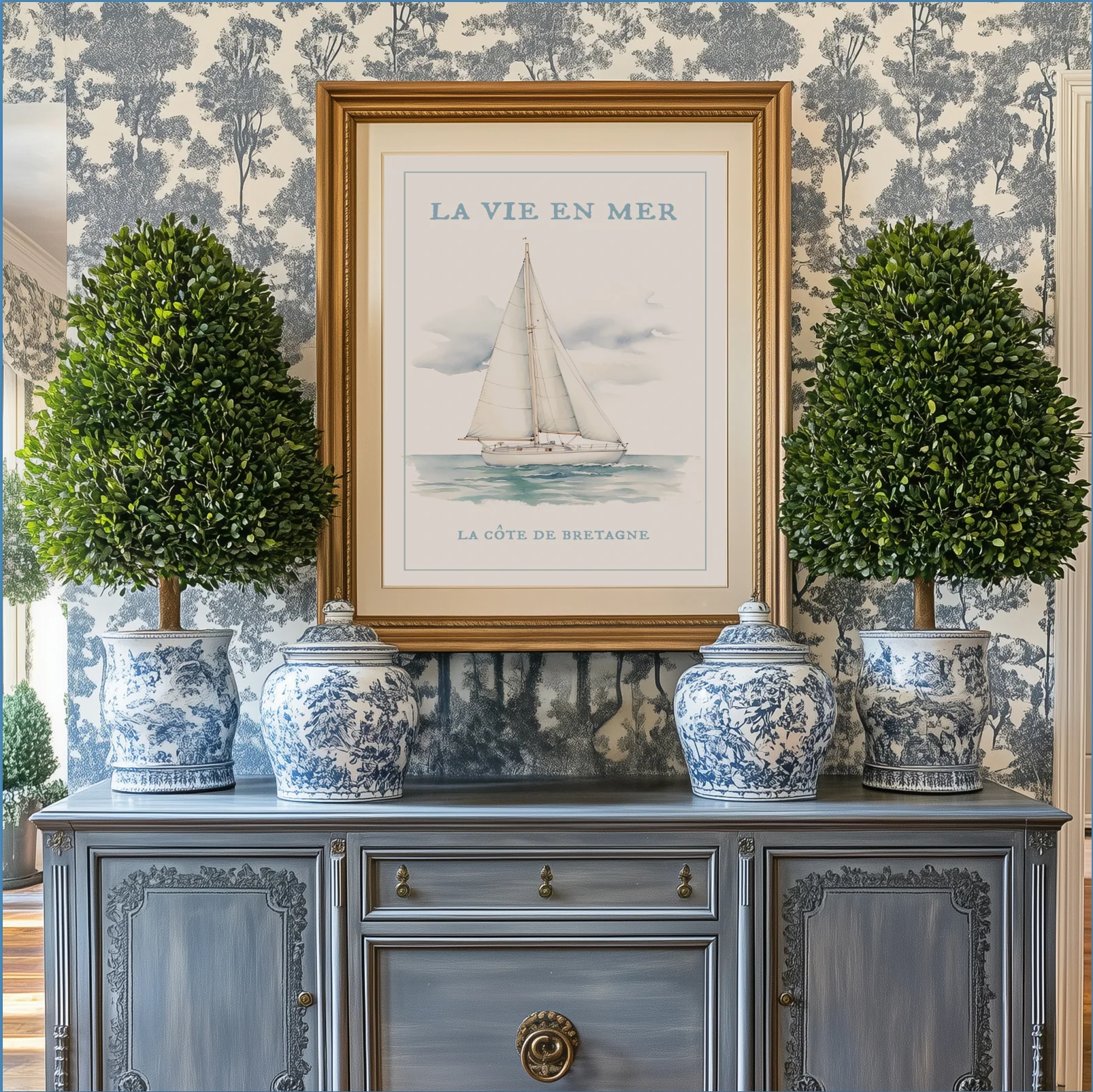 Sailboat Print Nautical Kitchen Wall Art Nancy Meyers Style Decor - Image 3