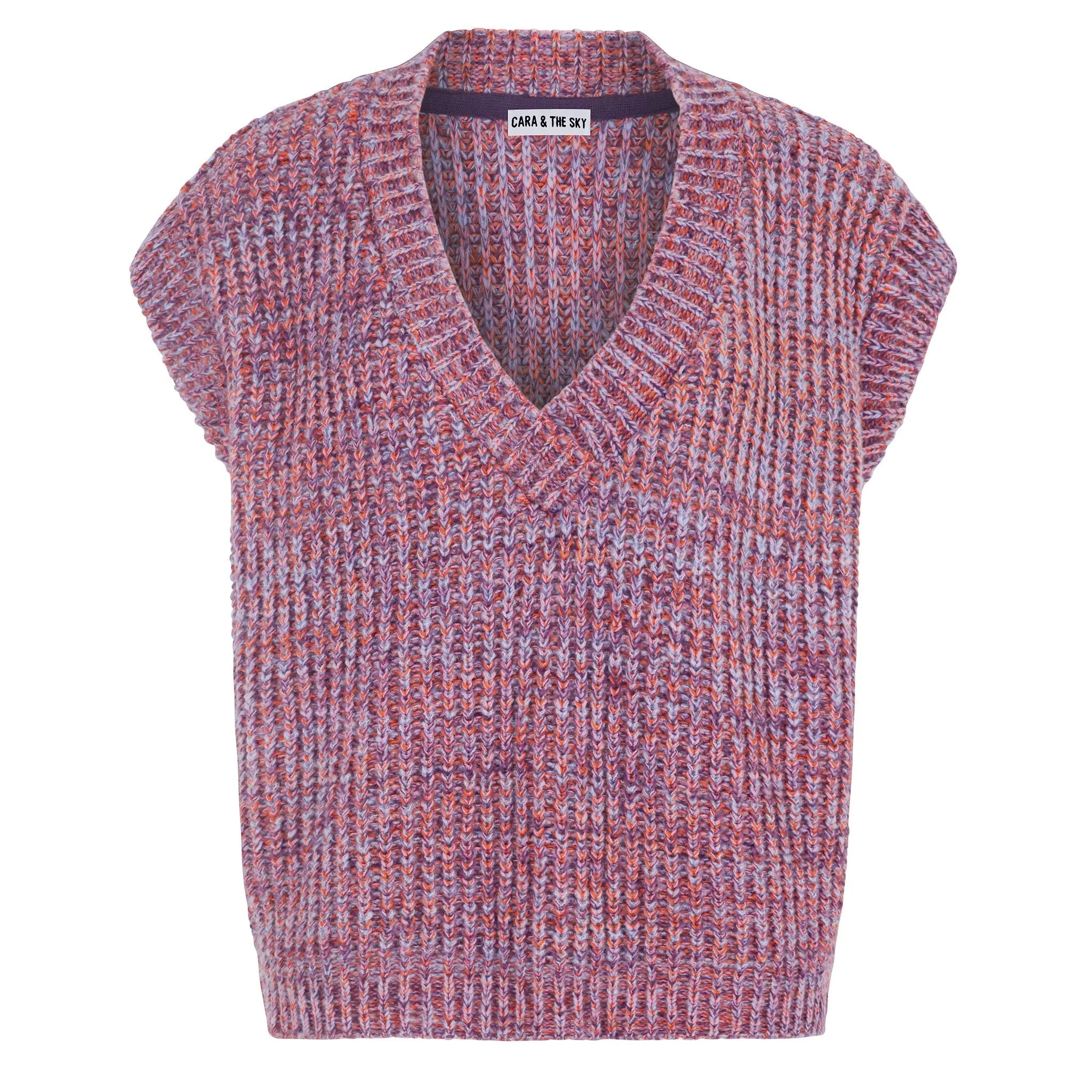 Sara V Neck Twist Knitted Vest - Multi Coloured - Image 2