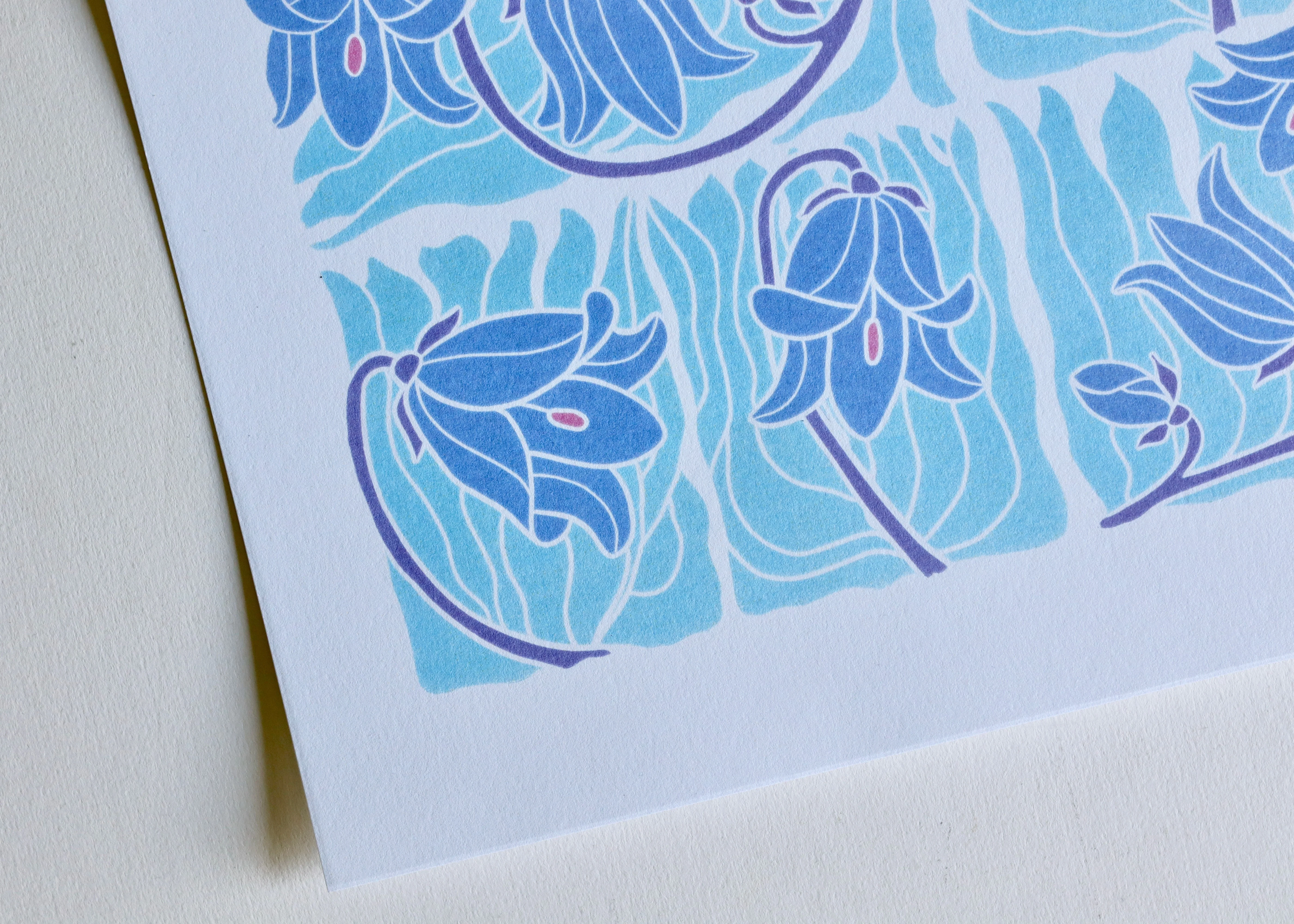 Scottish Bluebells Linocut Art | A4 Art Print on Cotton Paper - Image 5