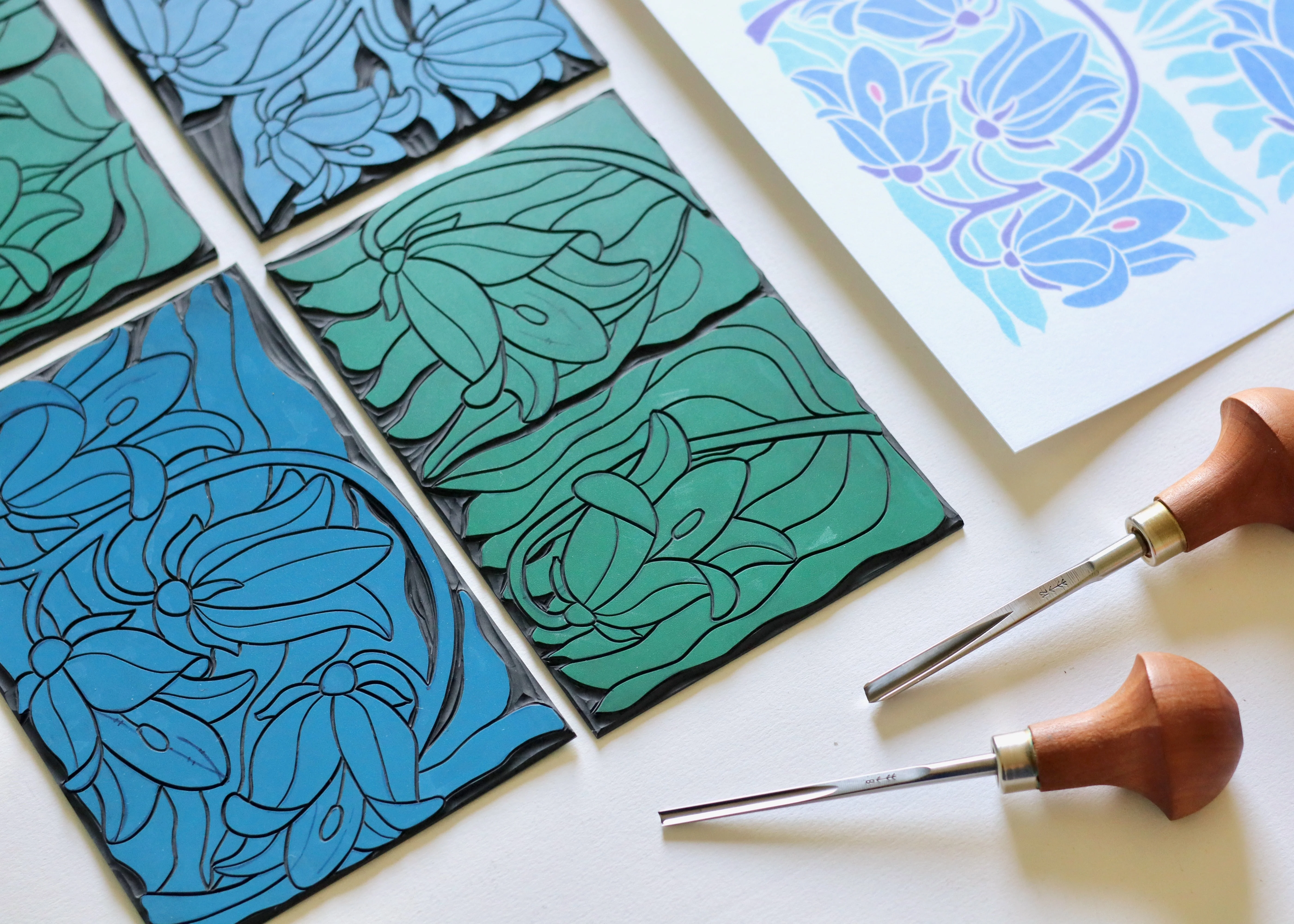 Scottish Bluebells Linocut Art | A4 Art Print on Cotton Paper - Image 6