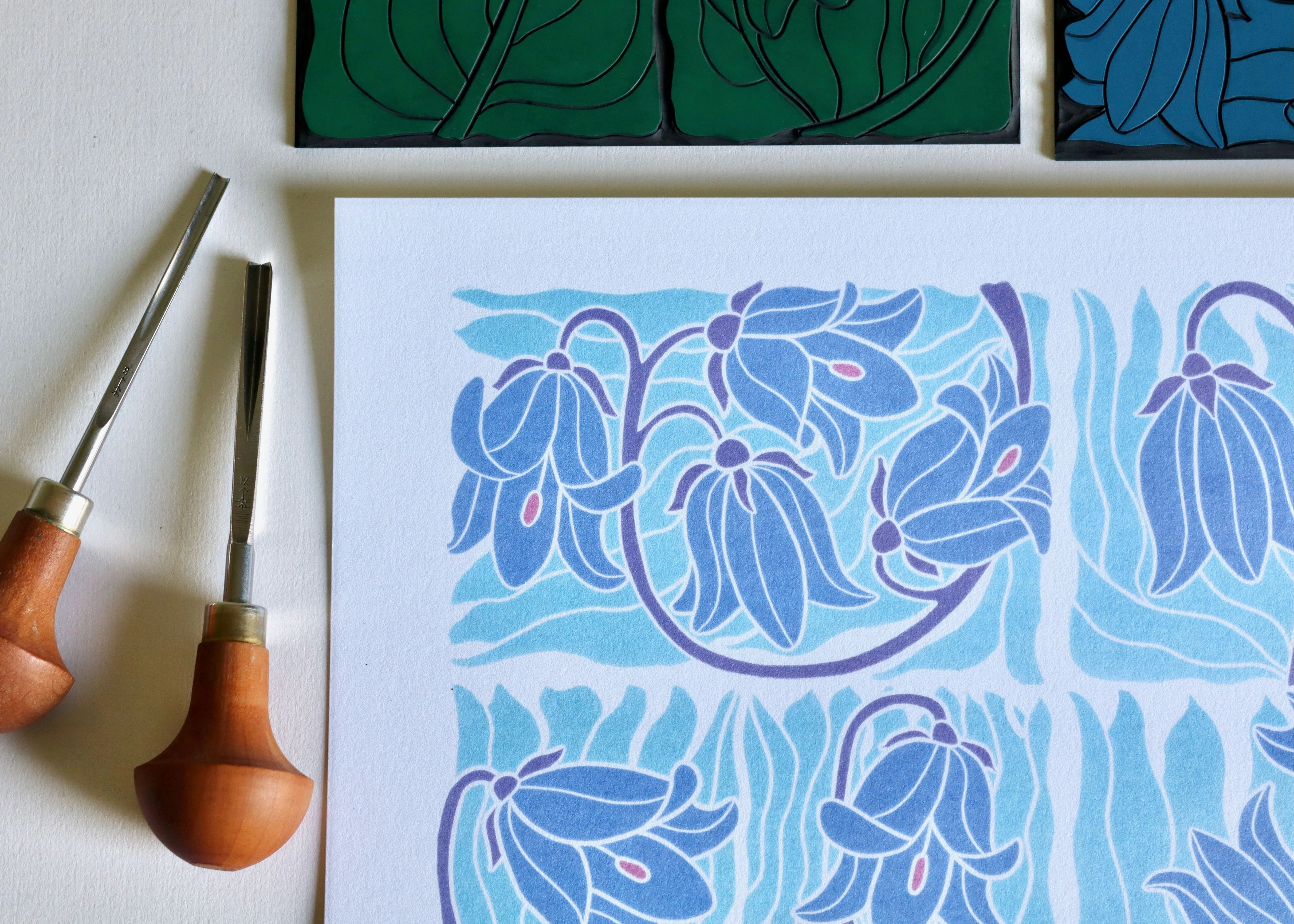 Scottish Bluebells Linocut Art | A4 Art Print on Cotton Paper - Image 7