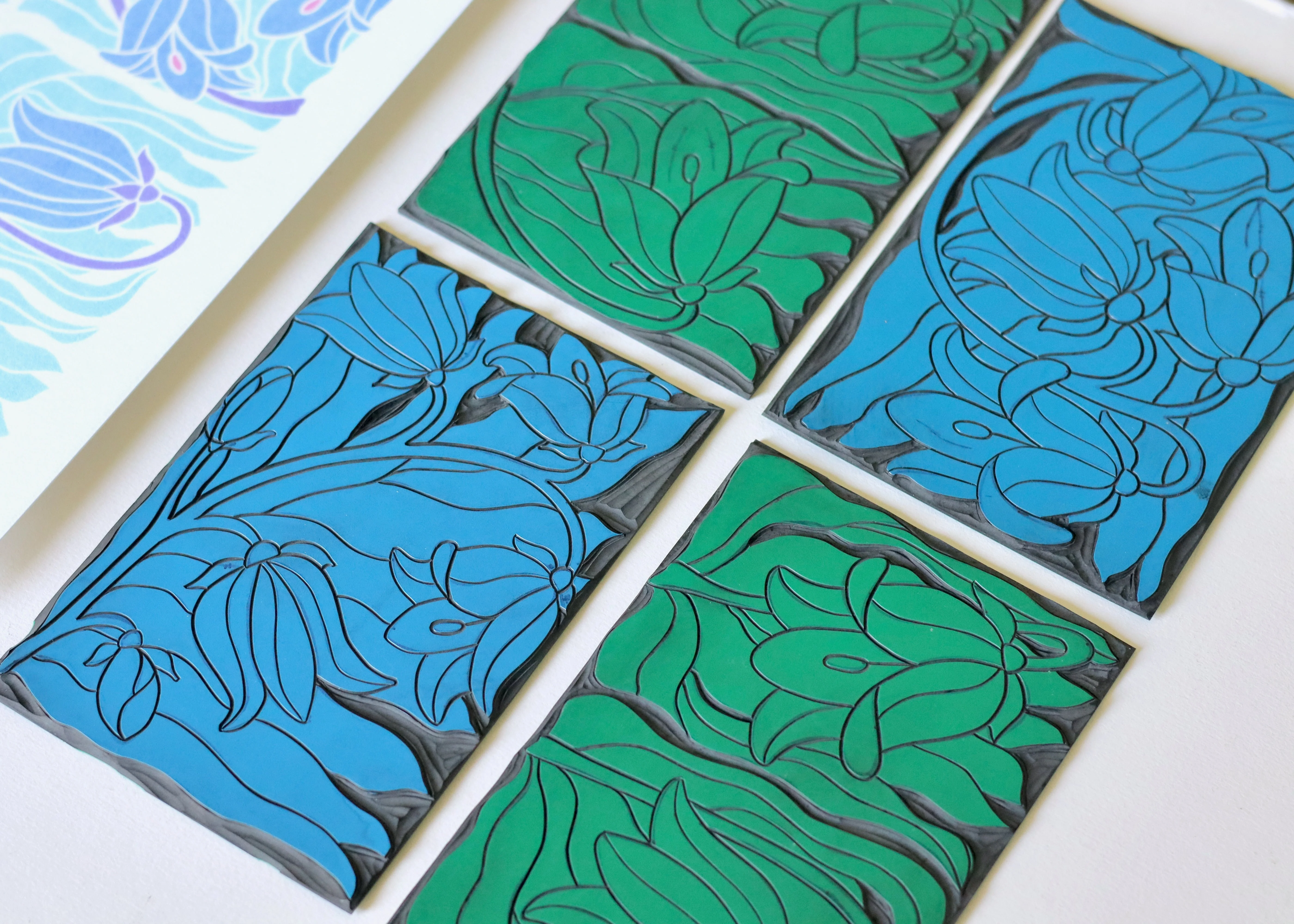 Scottish Bluebells Linocut Art | A4 Art Print on Cotton Paper - Image 8