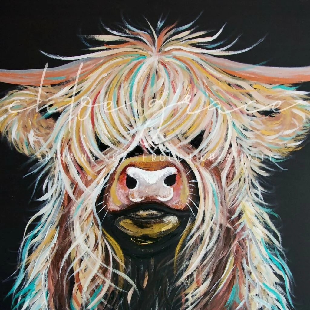 Scruffy the Highland Cow A4 Art Print - Country Collection - Image 2