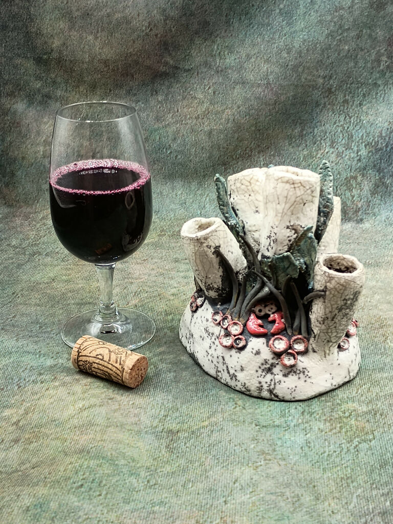 Sea Anemone Sculpture - Handmade Raku Pottery - Image 4